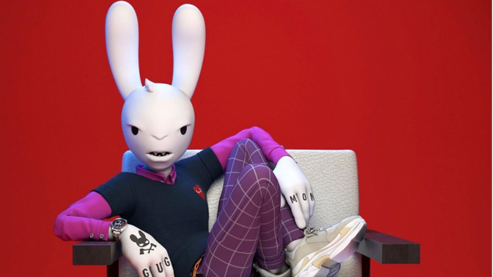 An illustration of an angsty-looking bunny.