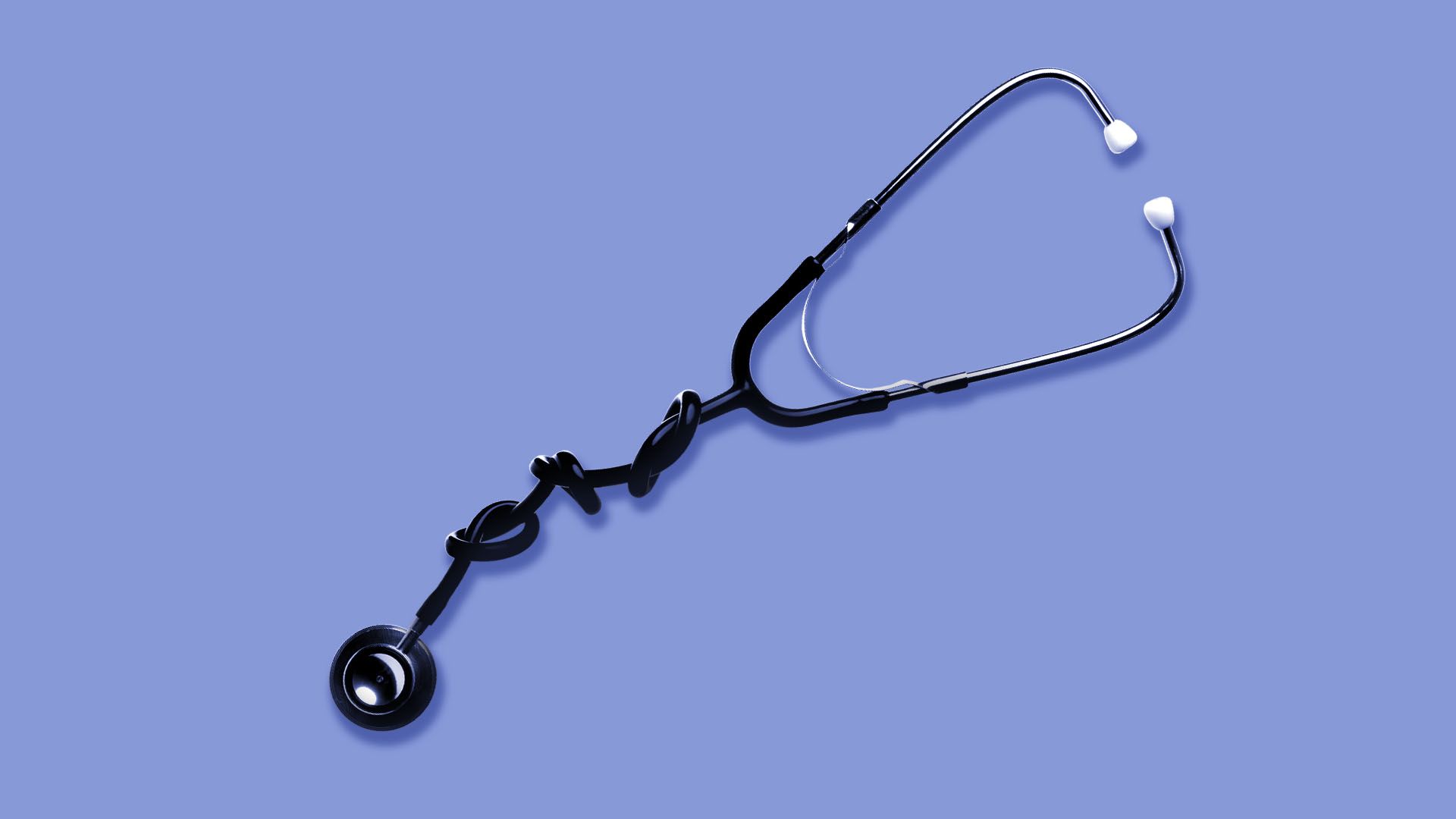 Illustration of a stethoscope with knots in it.