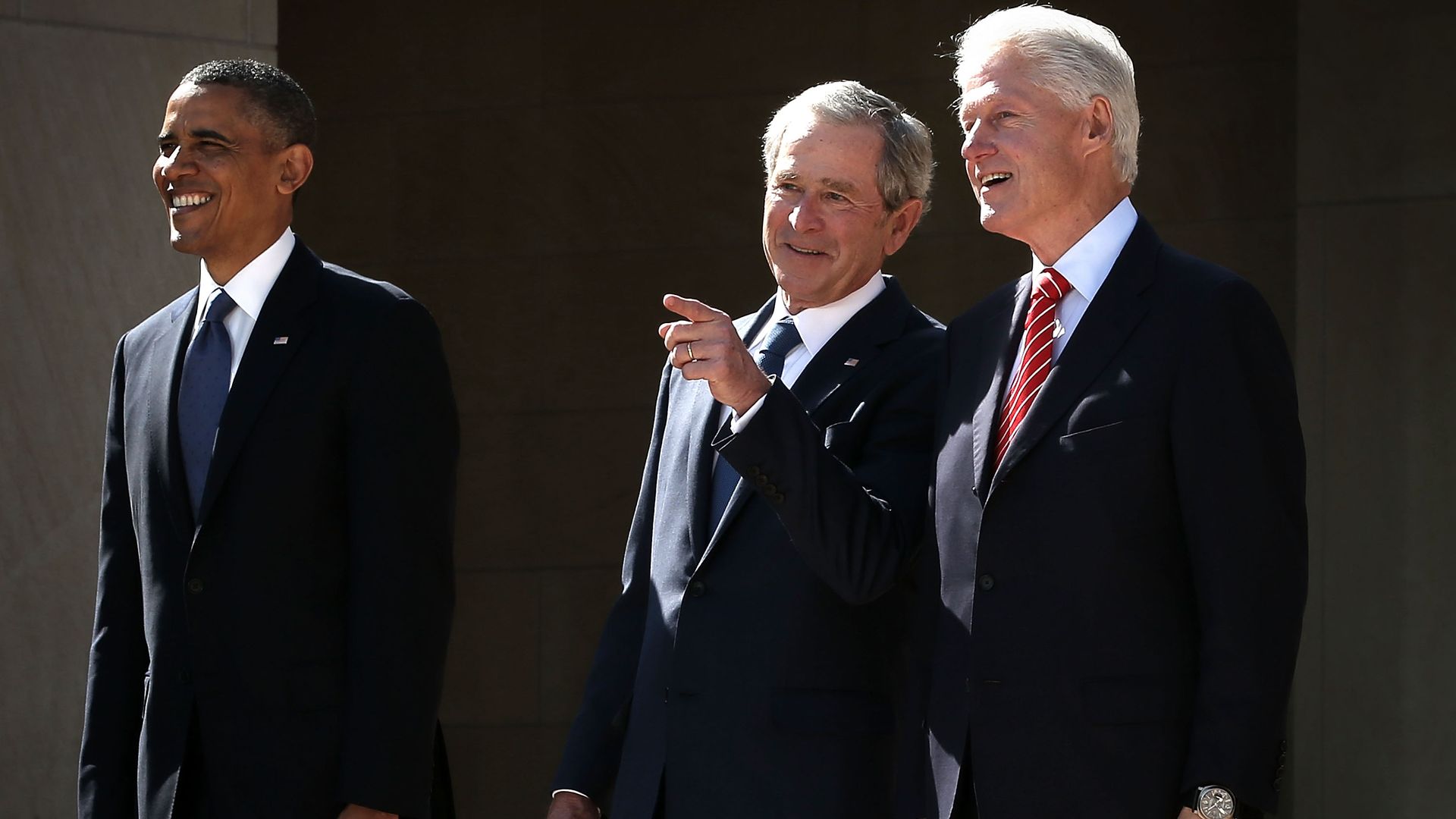 Former Presidents Barack Obama, George W. Bush and Bill Clinton attending the opening ceremony of the George W. Bush Presidential Center in April 2013 in Dallas, Texas.