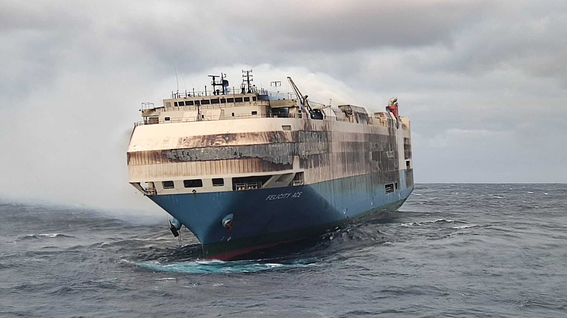 The Felicity Ace adrift in the Atlantic Ocean on Feb. 18.