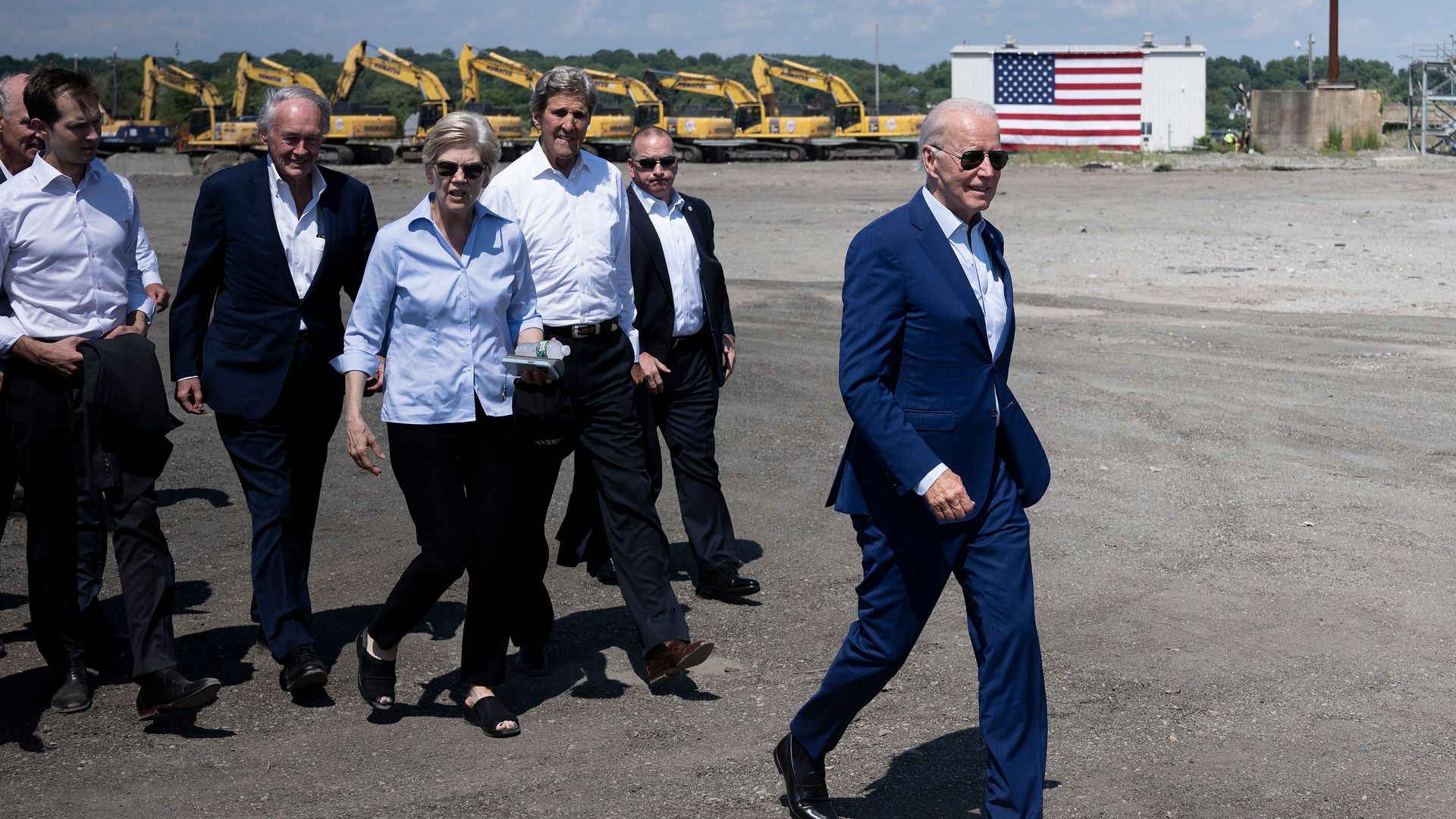 Jake Auschenloss, Ed Markey, Elizabeth Warren, John Kerry and Biden