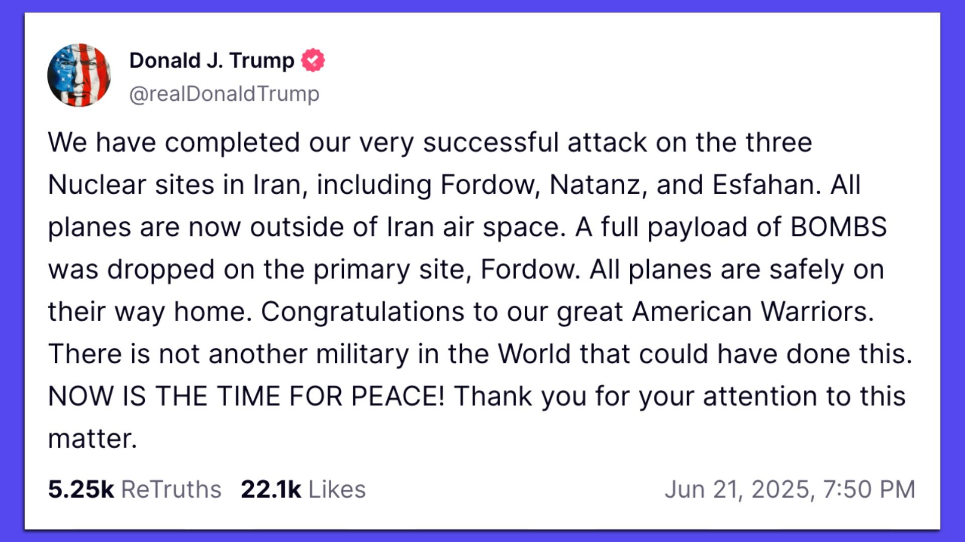 Trump Truth Social post