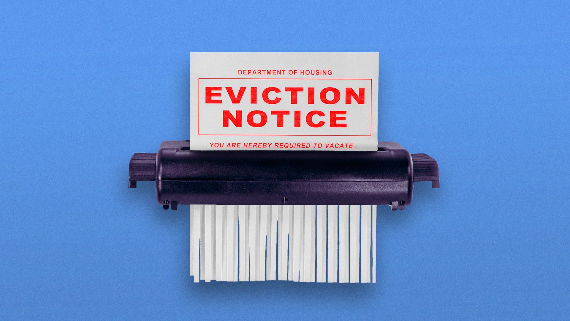 Illustration of eviction notice being shredded.