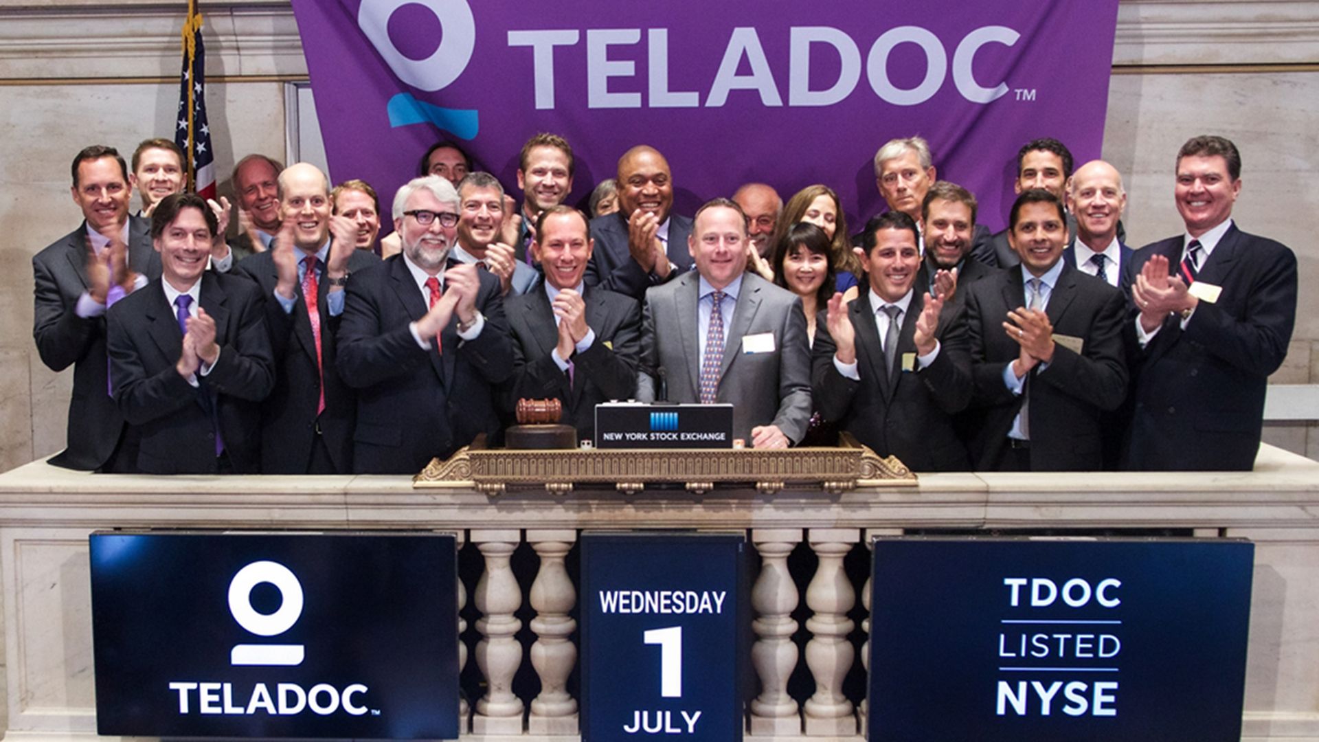 Teladoc executives at the New York Stock Exchange.