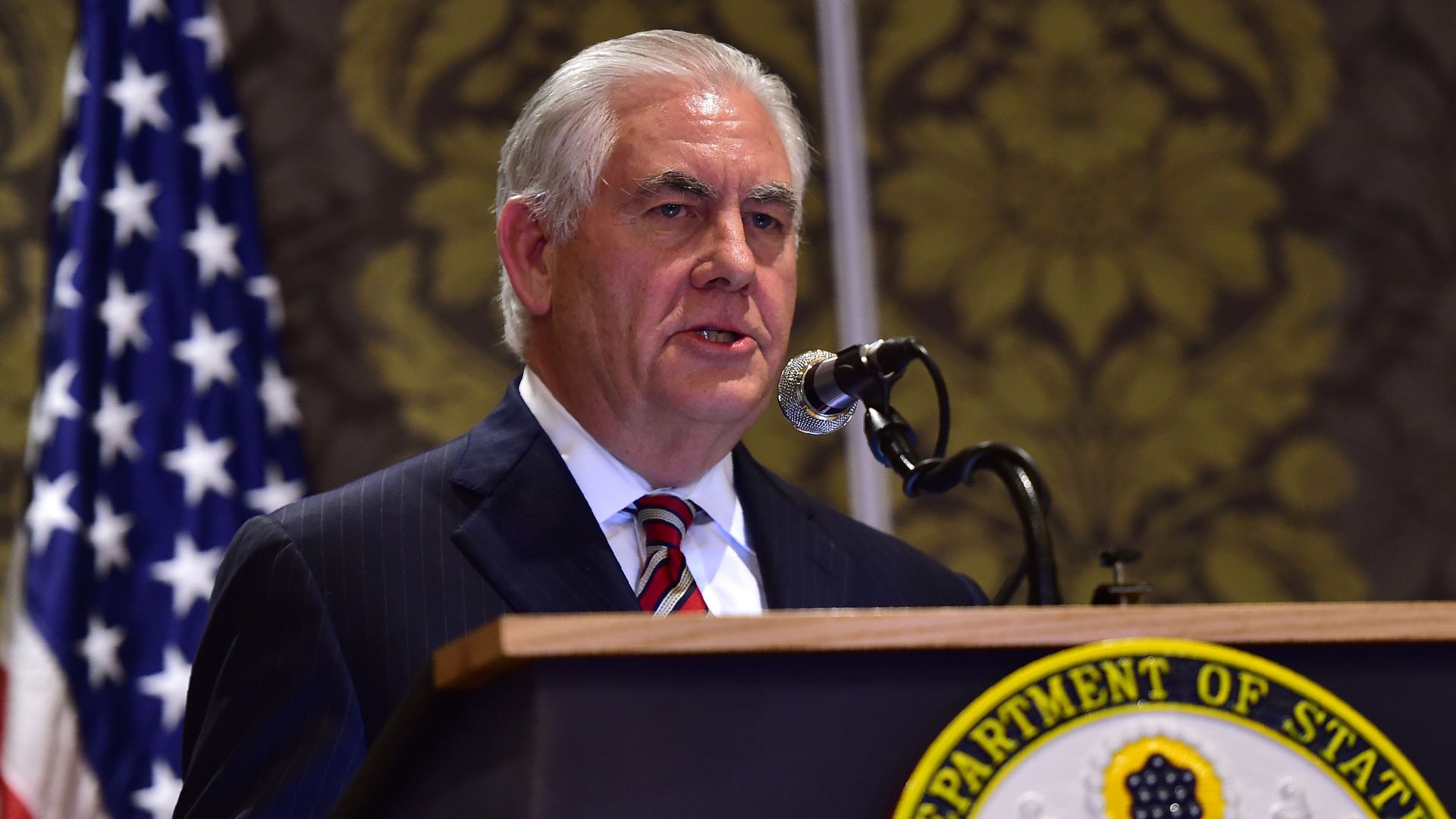 Rex Tillerson at lectern