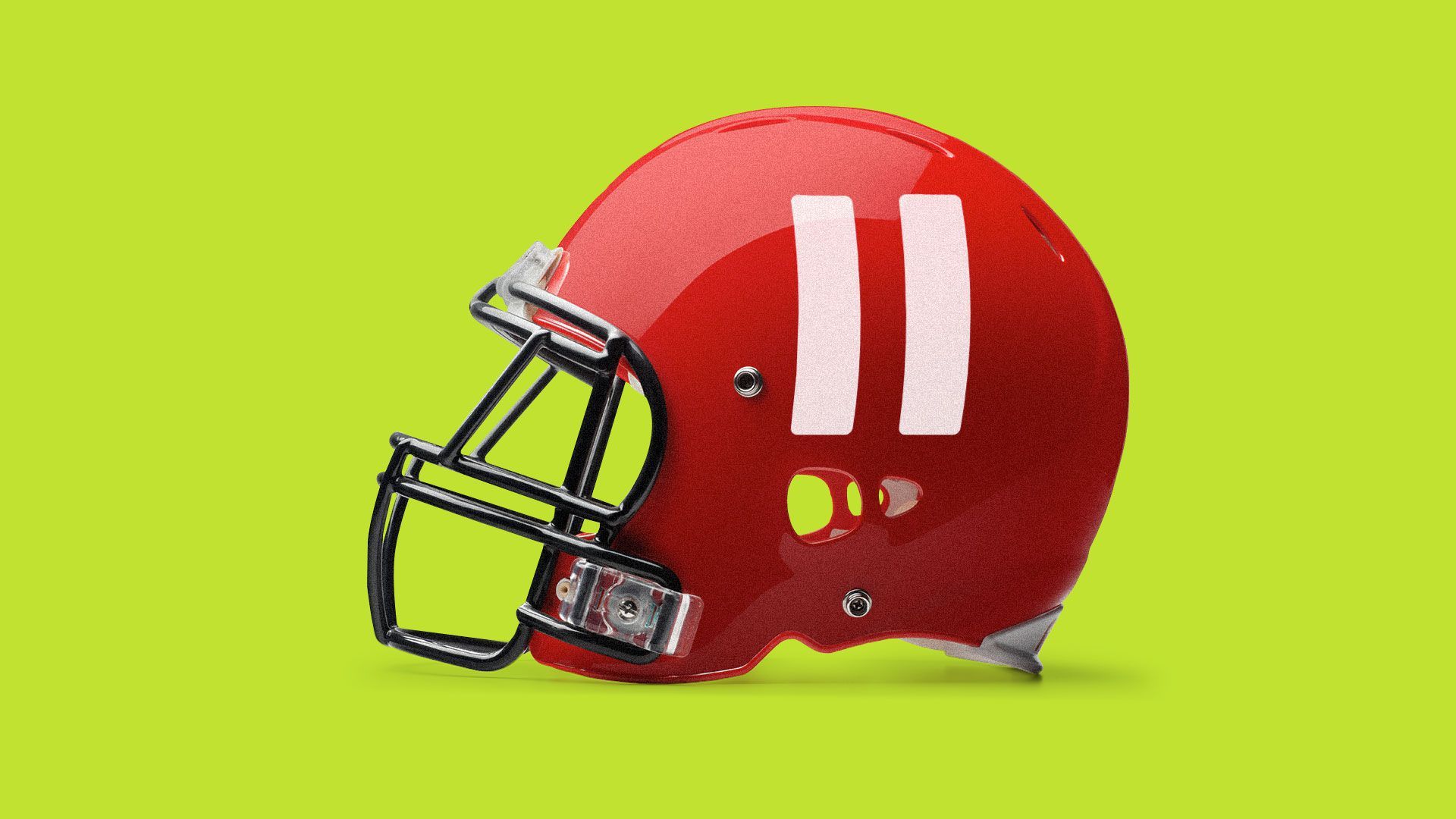 Illustration of a football helmet with a pause symbol