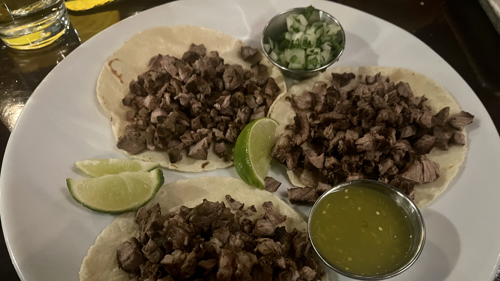 Three asada tacos.