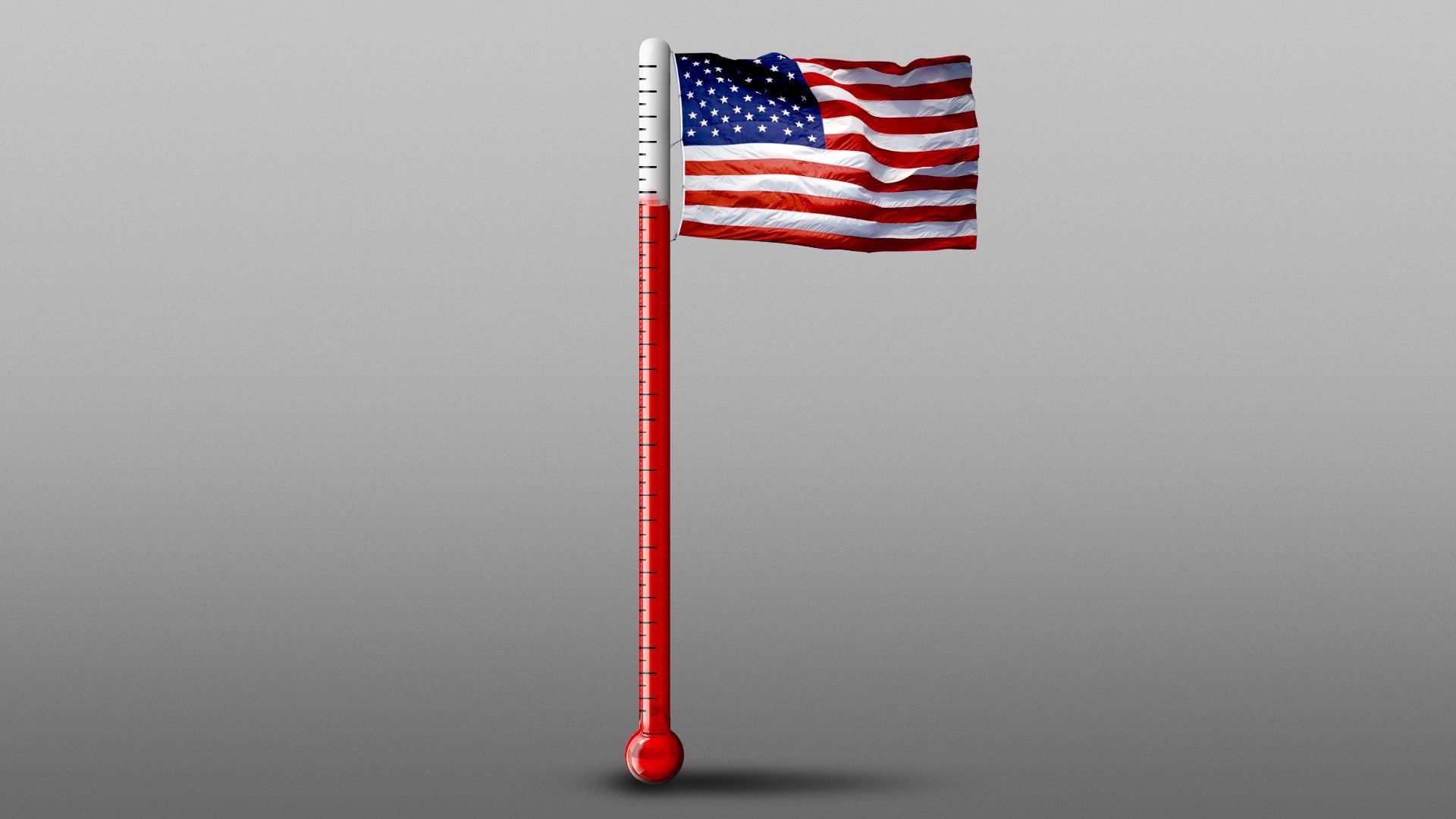 Illustration of the U.S. flag hanging from a thermometer flagpole 
