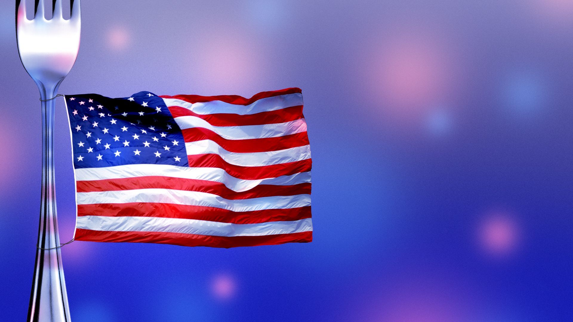 Illustration of an American flag on a fork flagpole