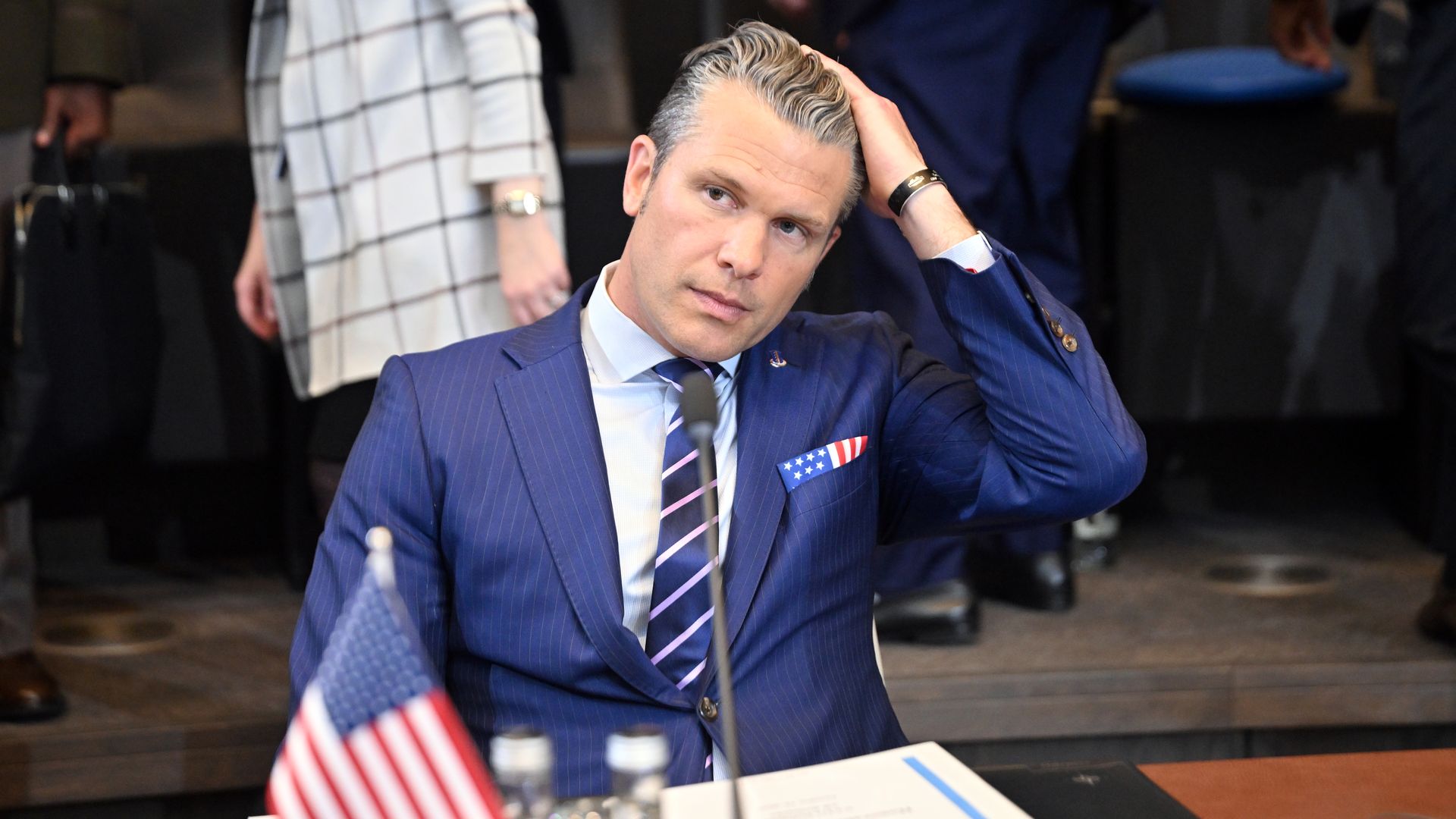 This photo shows Secretary of Defense Pete Hegseth attending a meeting of NATO defense ministers in October. 