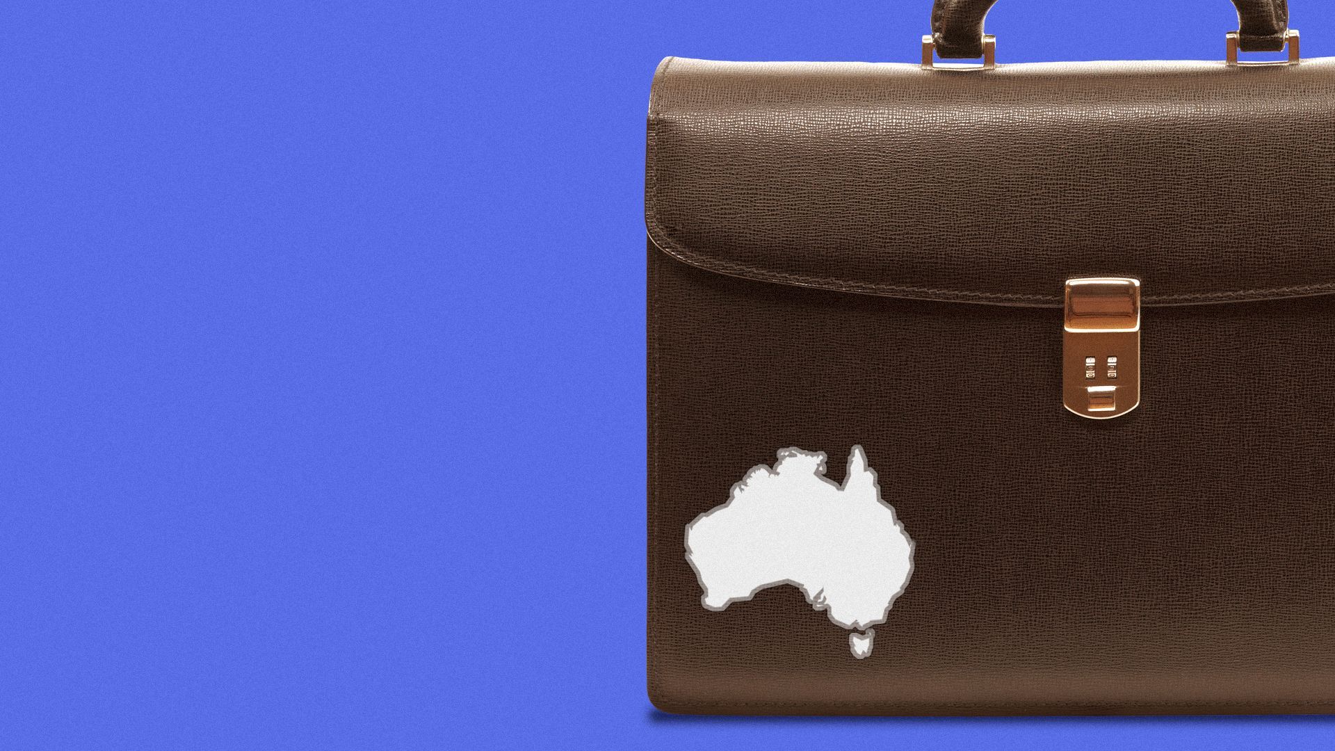 Illustration of an Australia sticker on a briefcase.