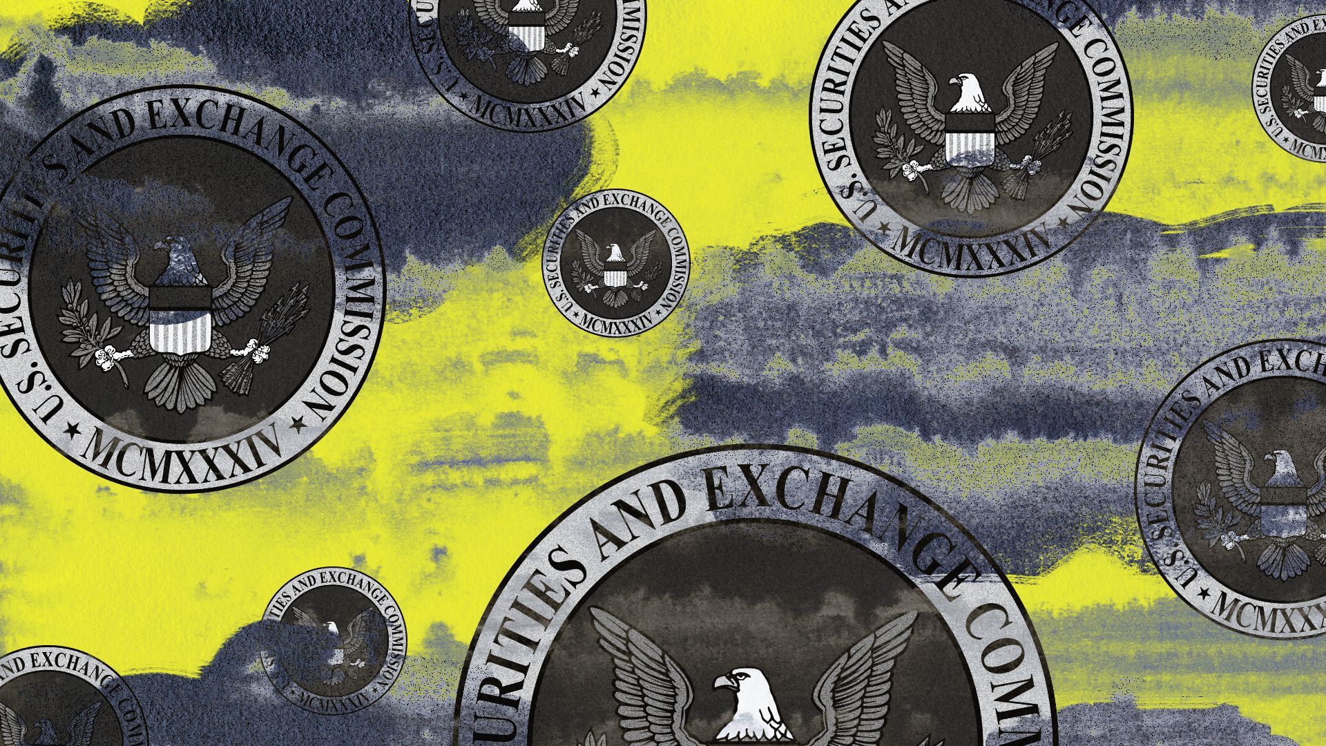 Illustration of a pattern of the SEC logo with abstract clouds of smoke. 