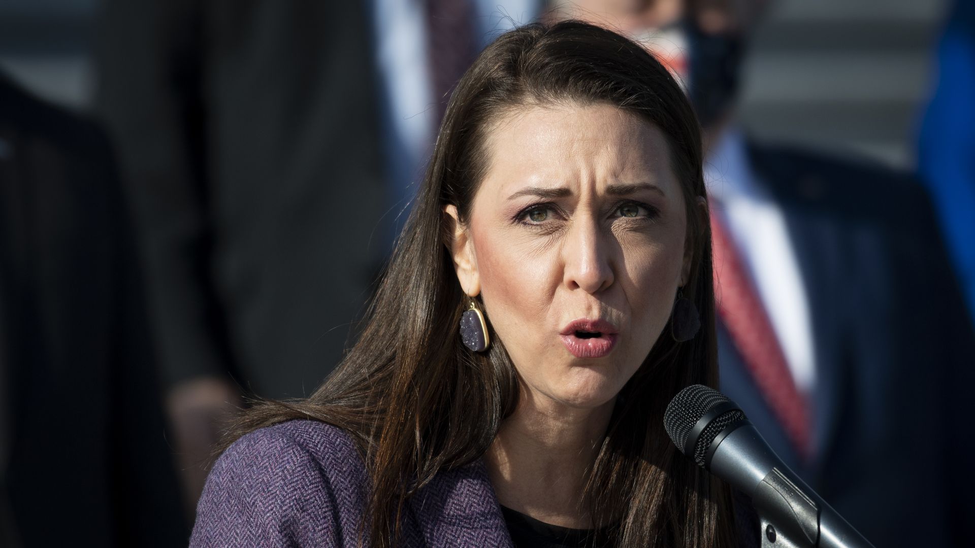 Rep. Jaime Herrera Beutler speaking outside the Capitol in December 2020.