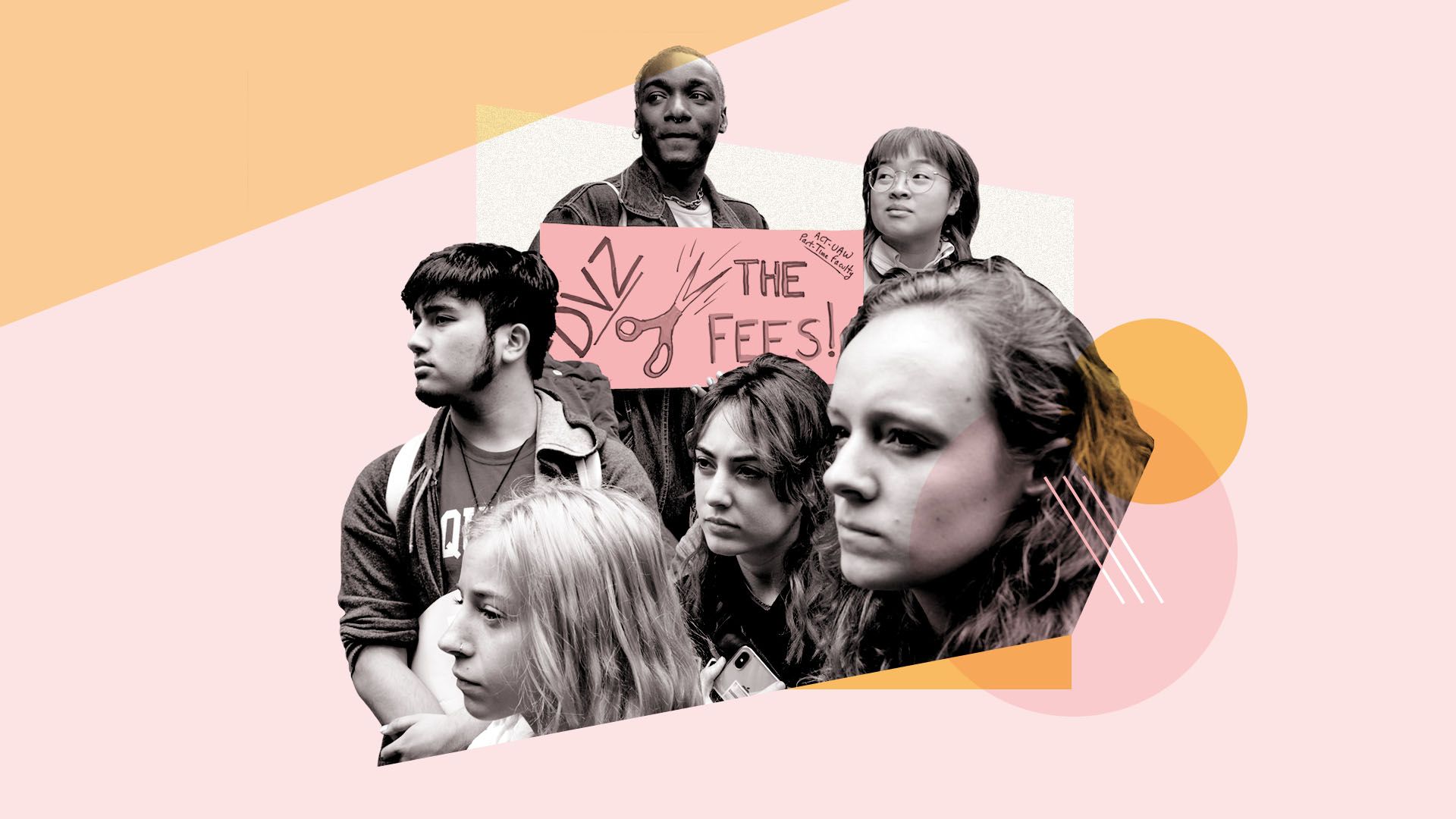 Photo illustration of New School students protesting tuition increases