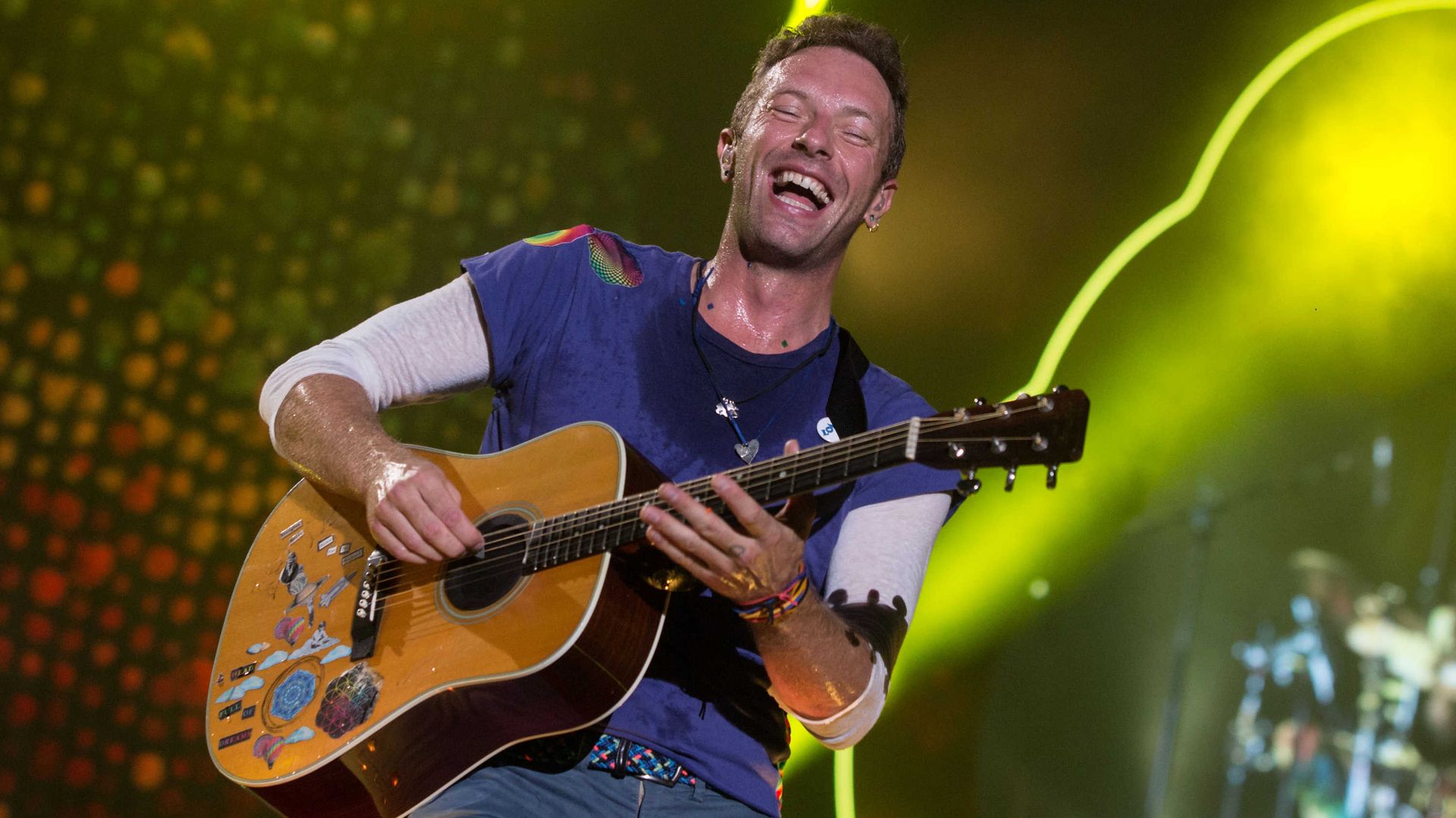 Chris Martin of Coldplay performs in Argentina in 2017