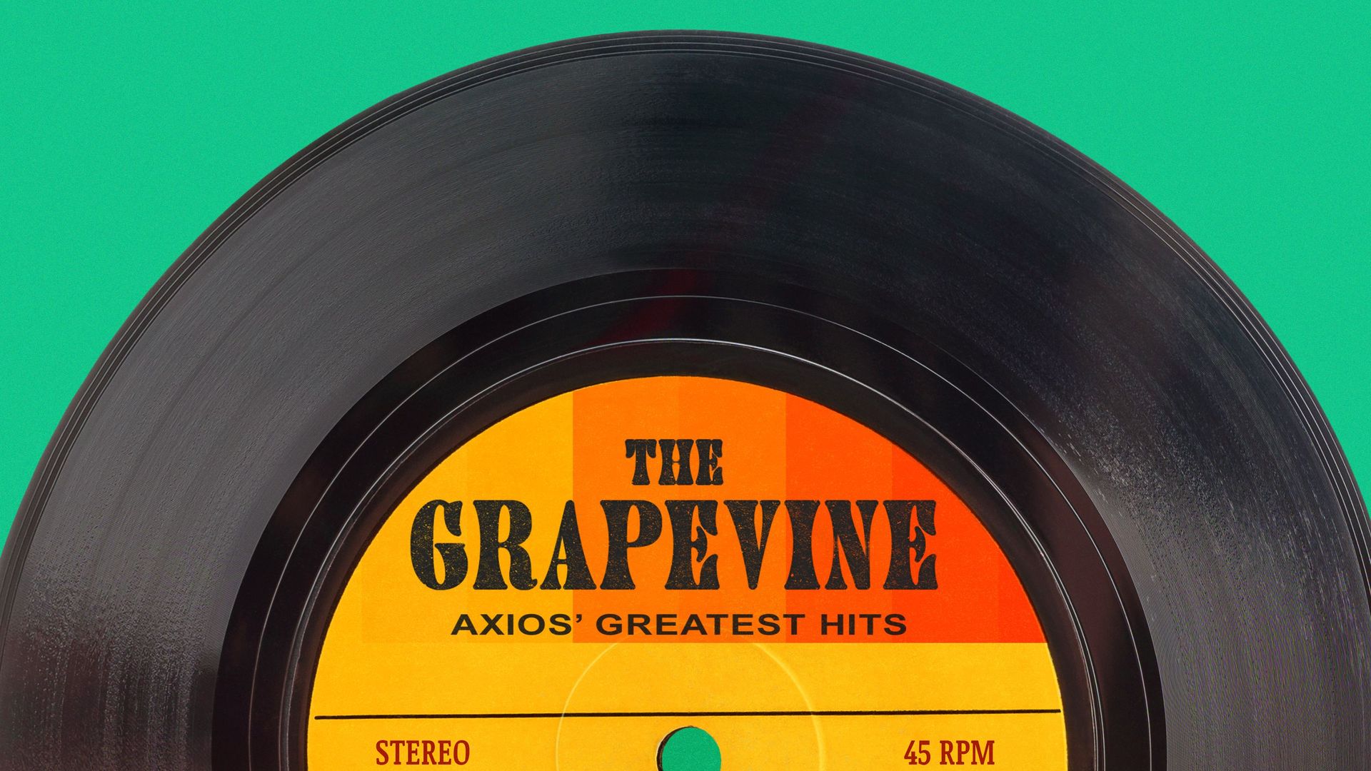 Illustration of a vinyl record that says "The Grapevine."