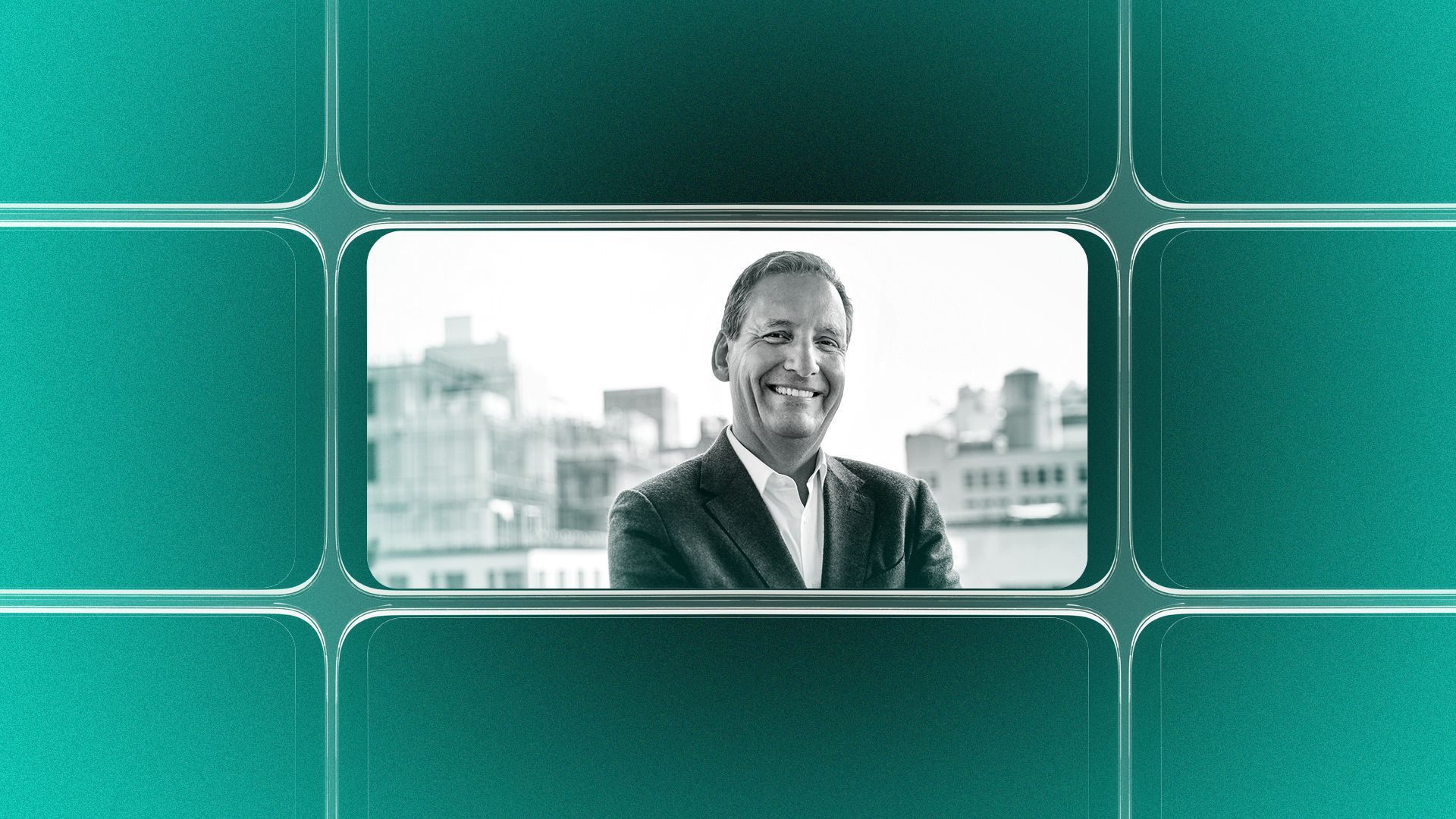 A headshot of Dave Prokupek on a green background.