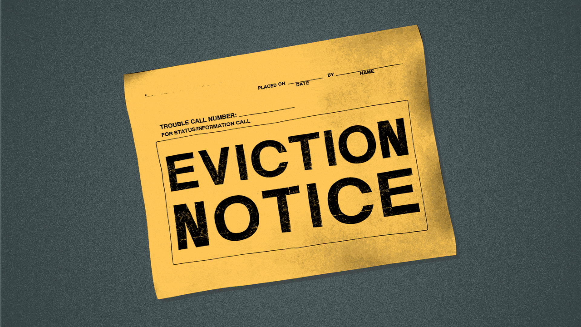 Illustration of an eviction notice getting crumpled up.