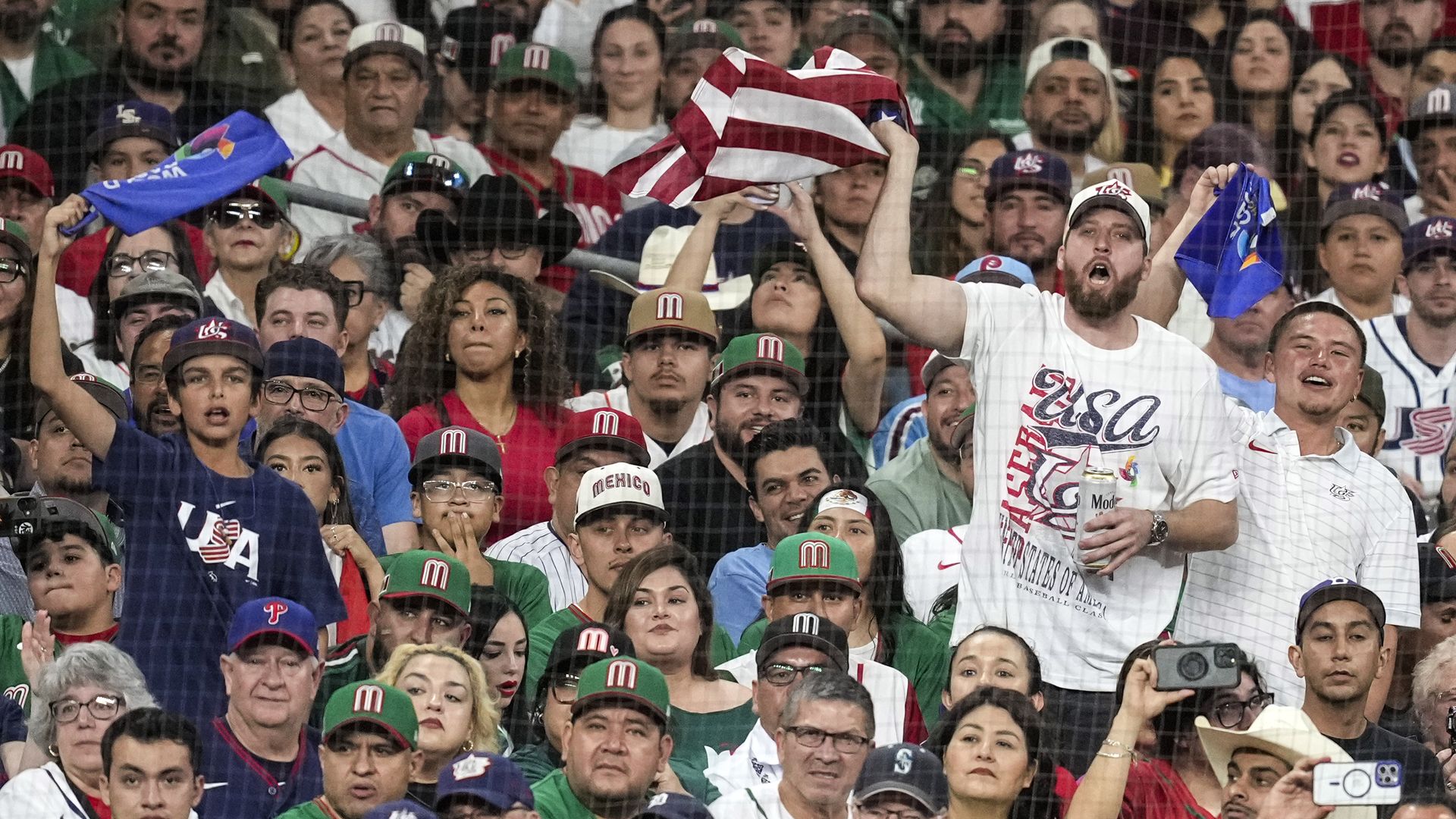 Fans at the World Baseball Classic in Houston cheering
