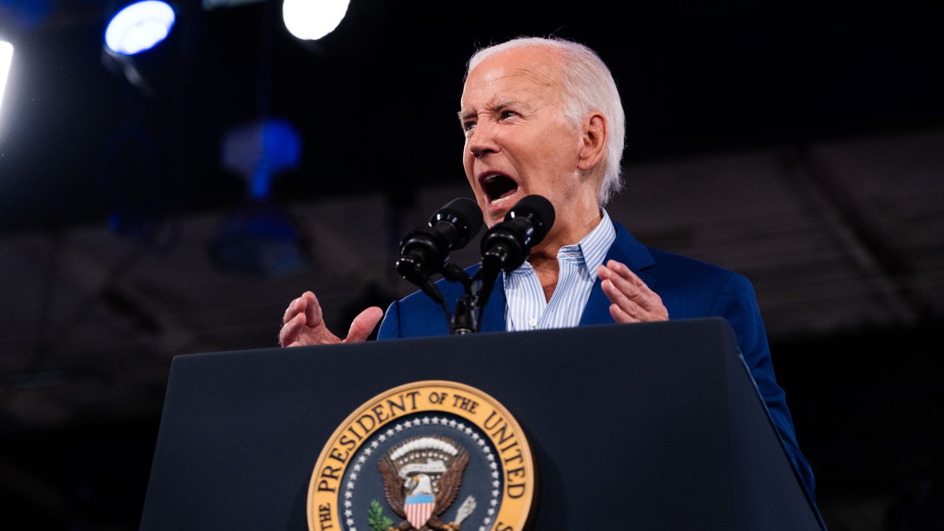 President Joe Biden speaks during a campaign event at the North Carolina