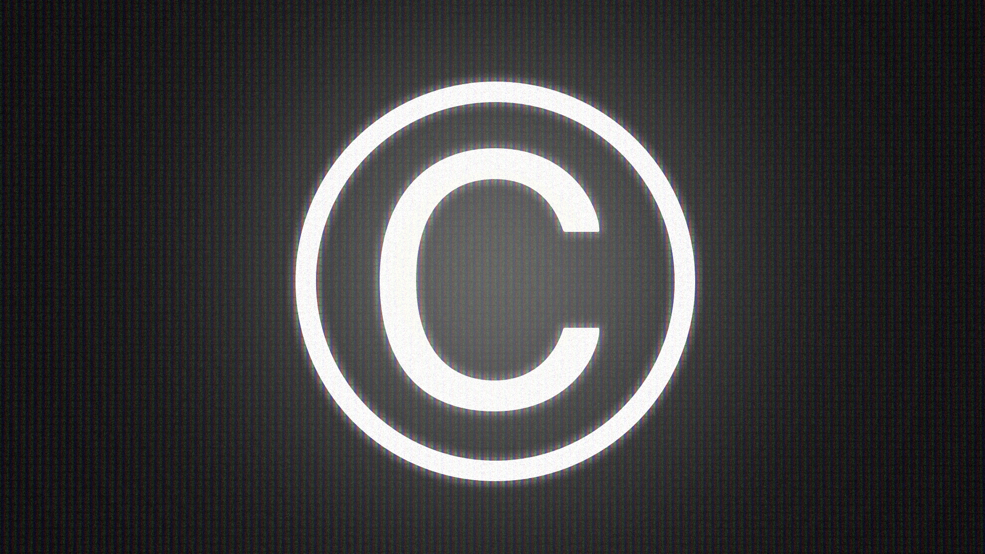 Animated illustration of a copyright symbol glitching out and blinking, with the "C" turning into a text cursor.