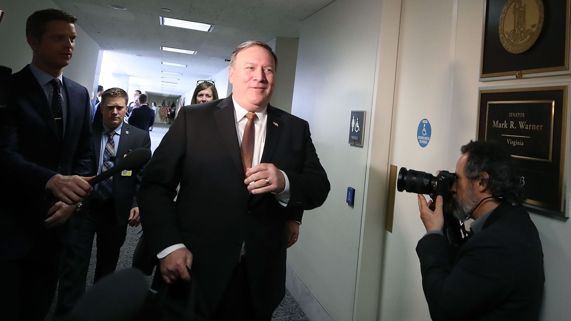 Mike Pompeo walks.