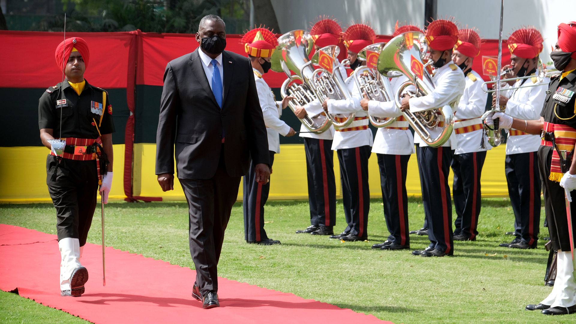 Defense Secretary Lloyd Austin in New Delhi on March 20.