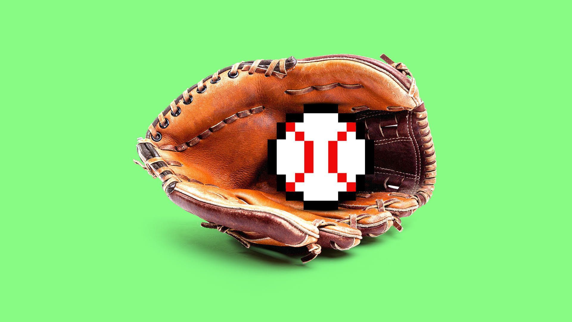A baseball glove with a ball in it