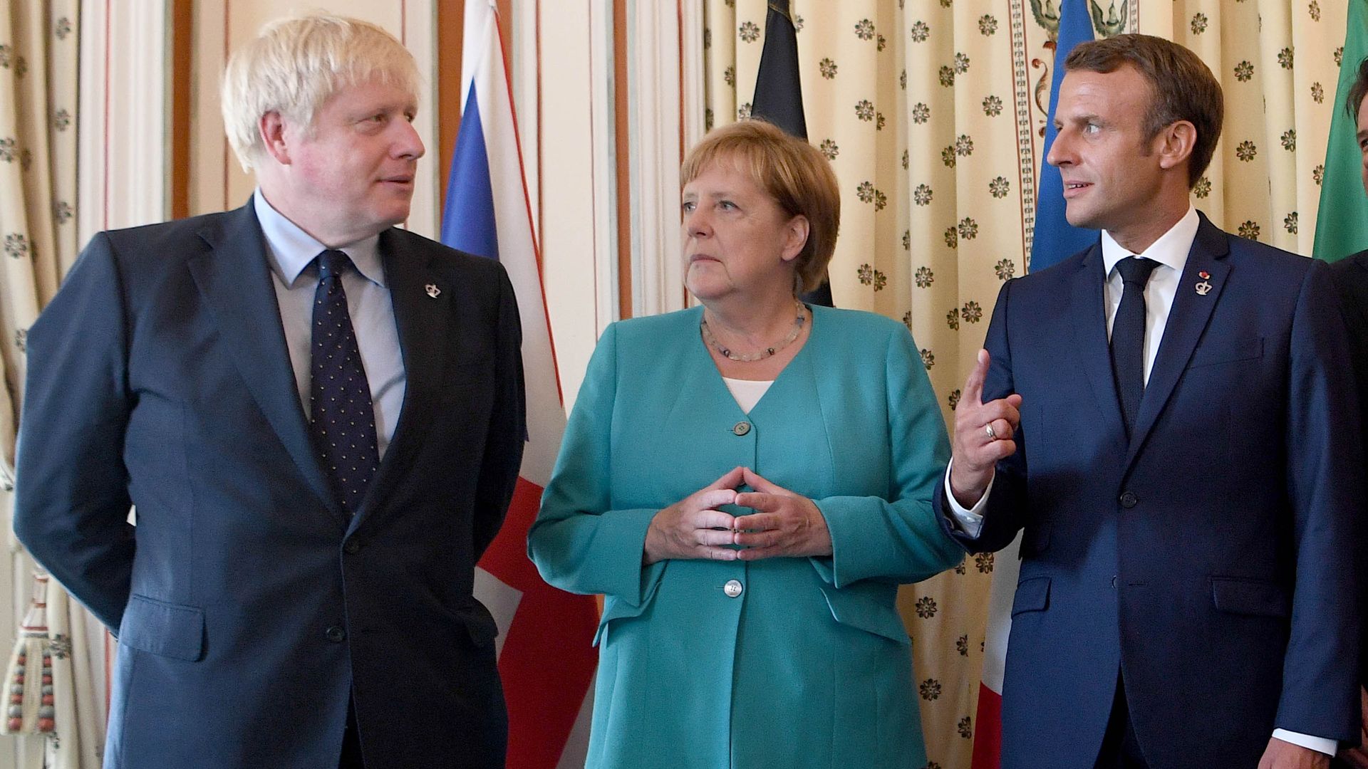 Boris Johnson, Angela Merkel and Emmanuel Macron