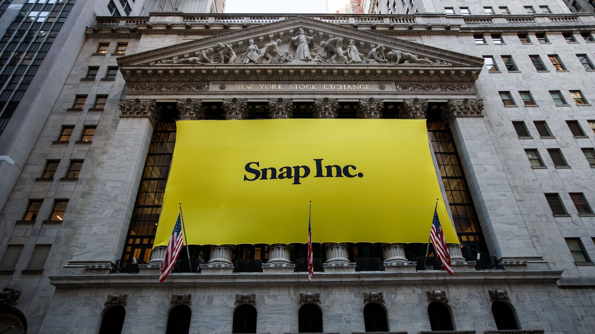 Snap's banner hangs over the stock exchange
