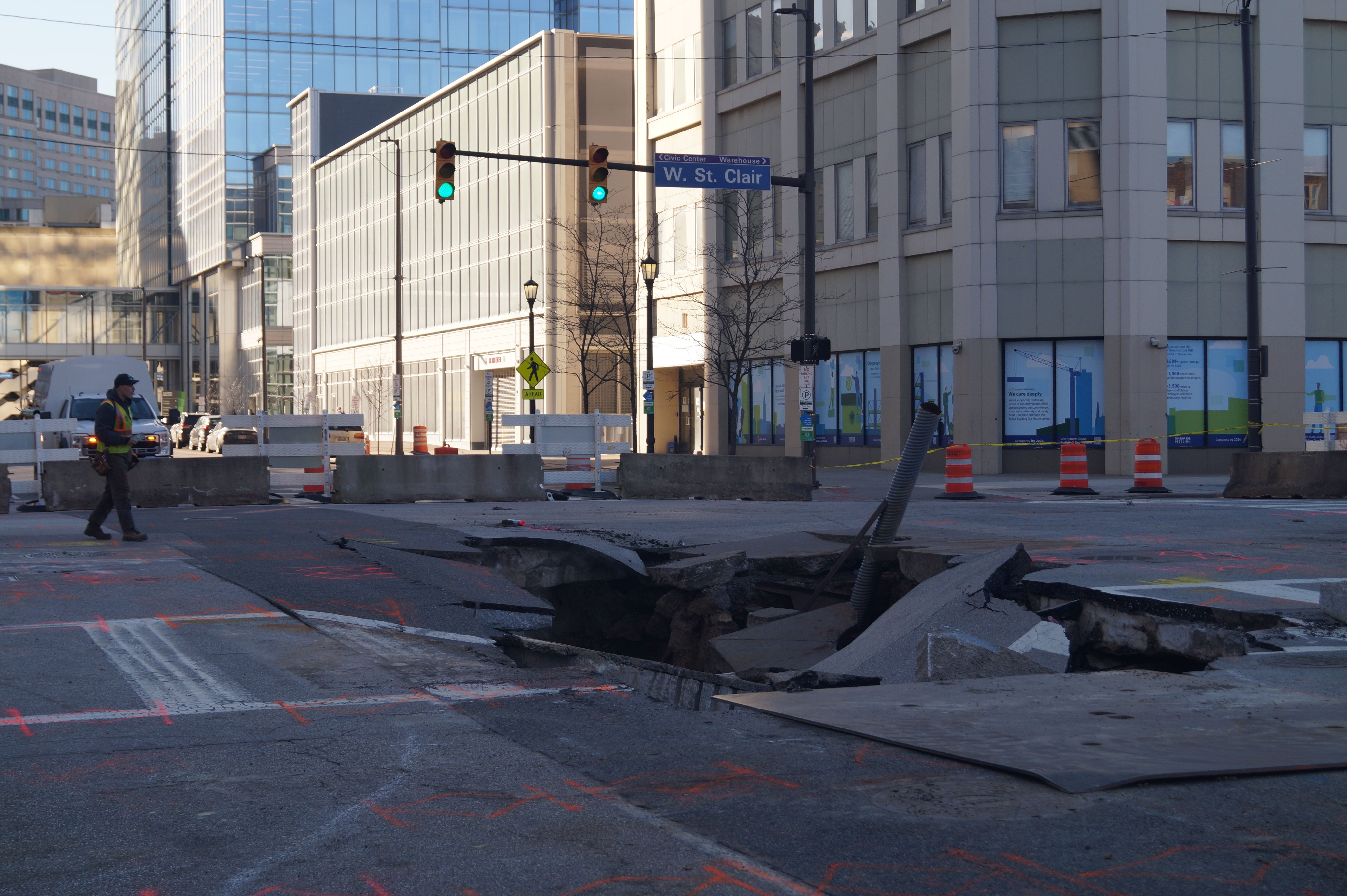 Photos: Giant sinkhole closes downtown Cleveland intersection