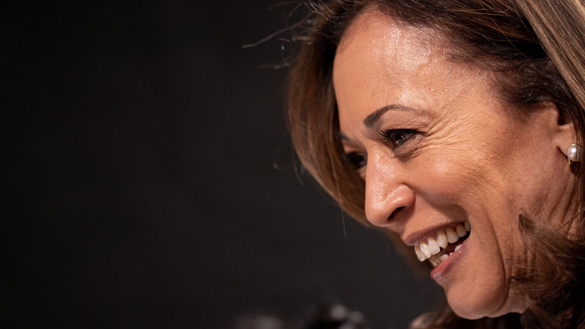 A close-up of vice president Kamala Harris.