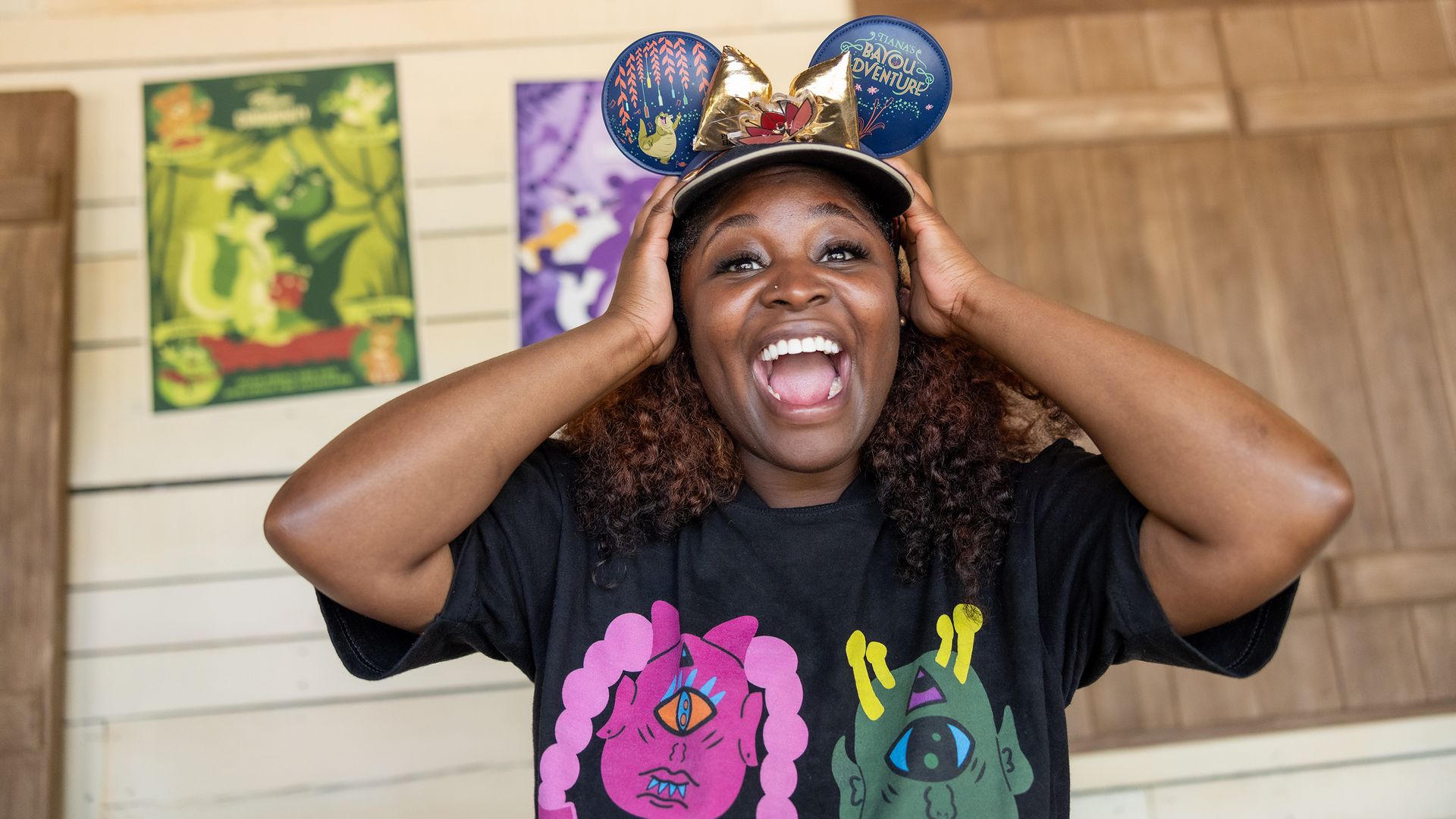 Photo shows Tarriona "Tank" Ball with Mickey Mouse ears on.