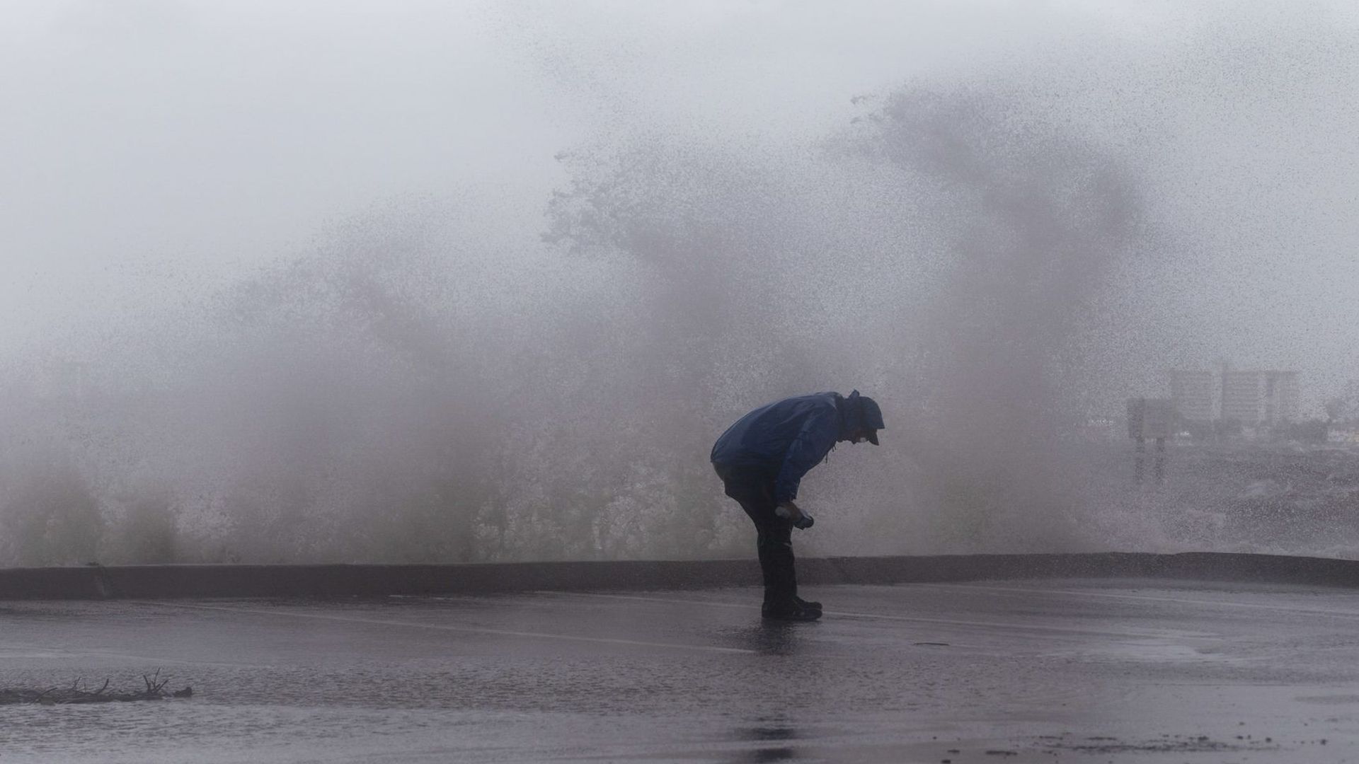 Strong gusts of wind and bands of heavy rain hit the Jensen Beach Causeway Park in Jensen Beach, Florida on Tuesday.