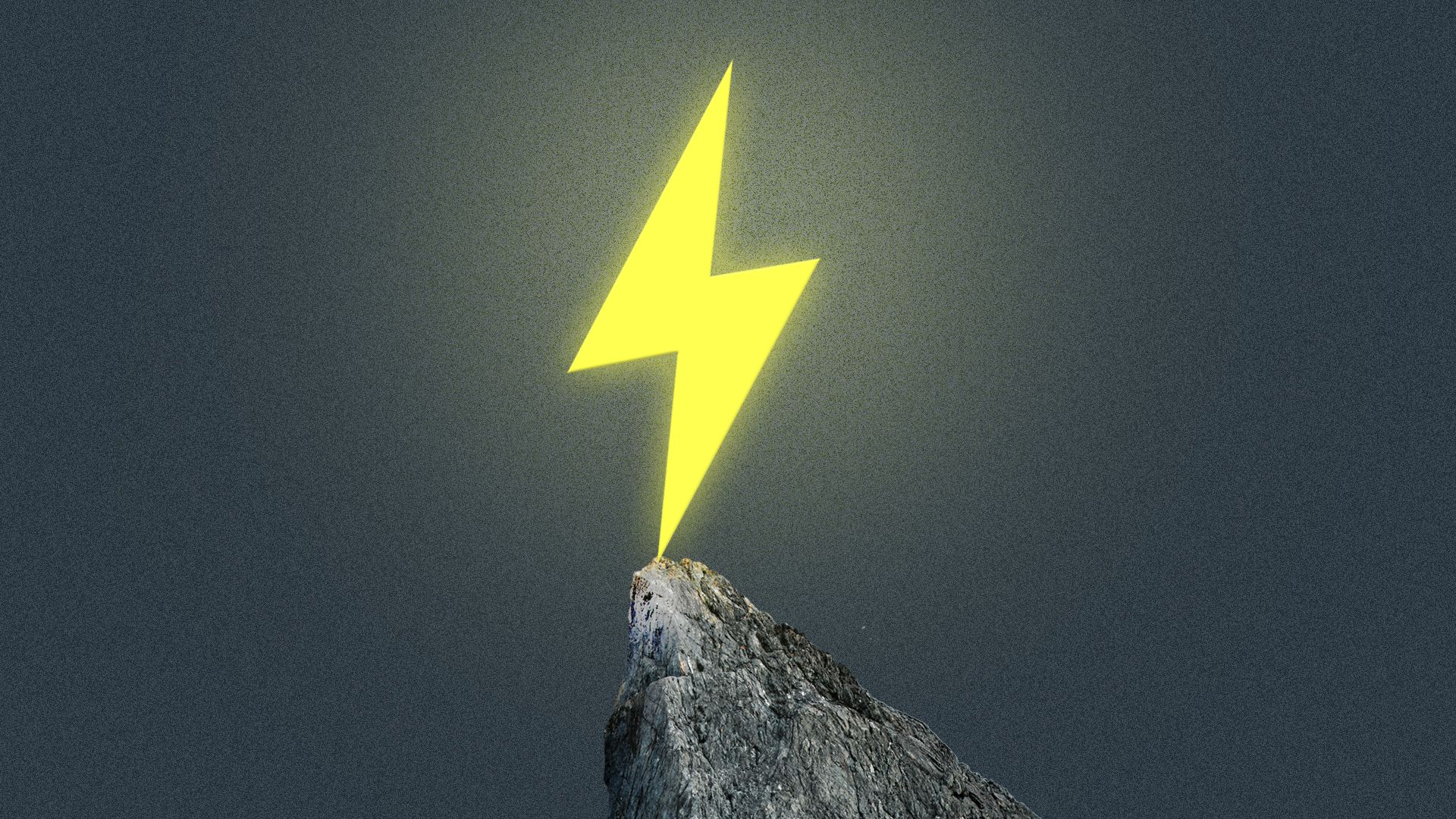 Illustration of an electric bolt wobbling atop a cliff