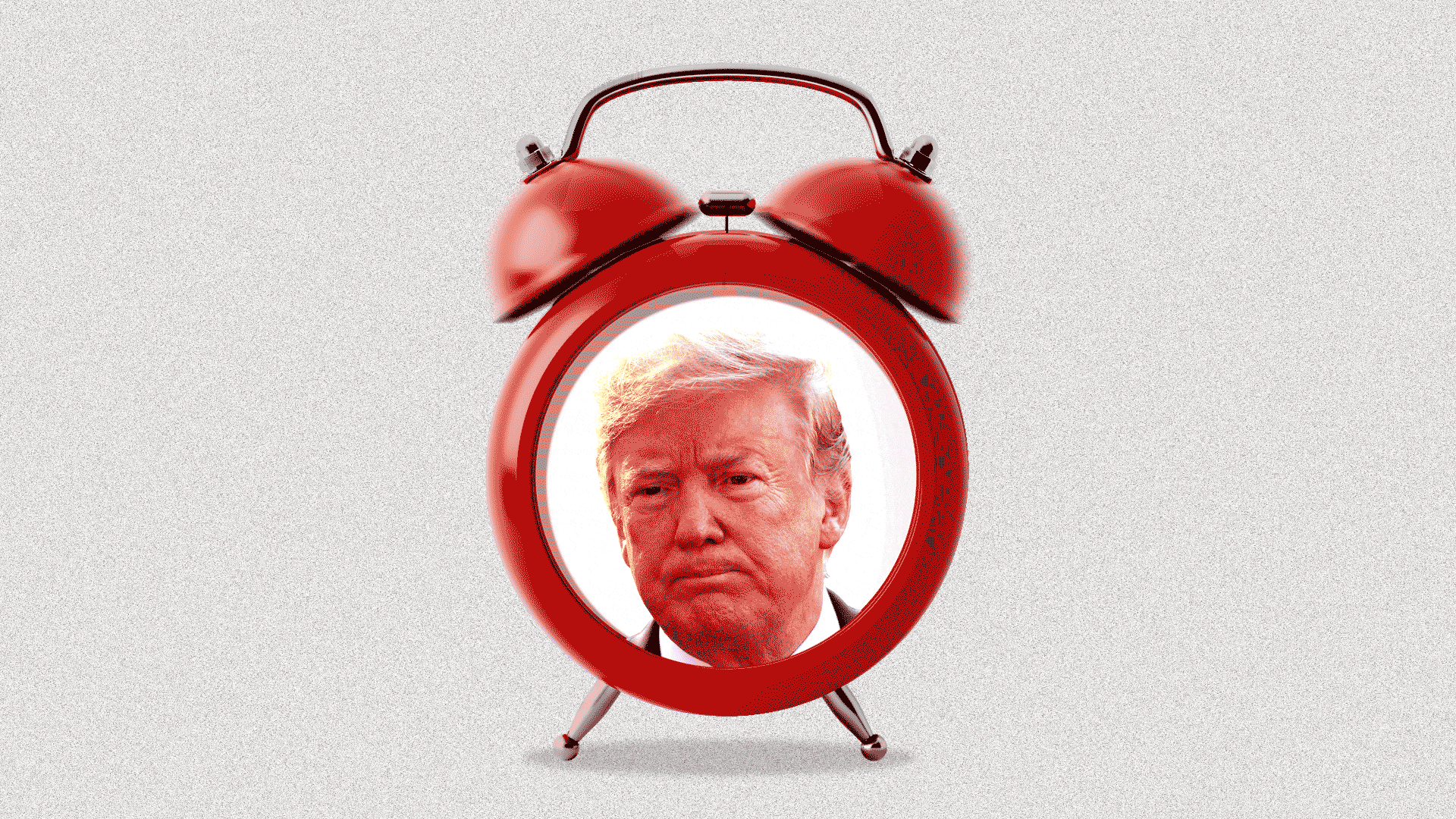 Animated GIF of alarm clock with Trump face