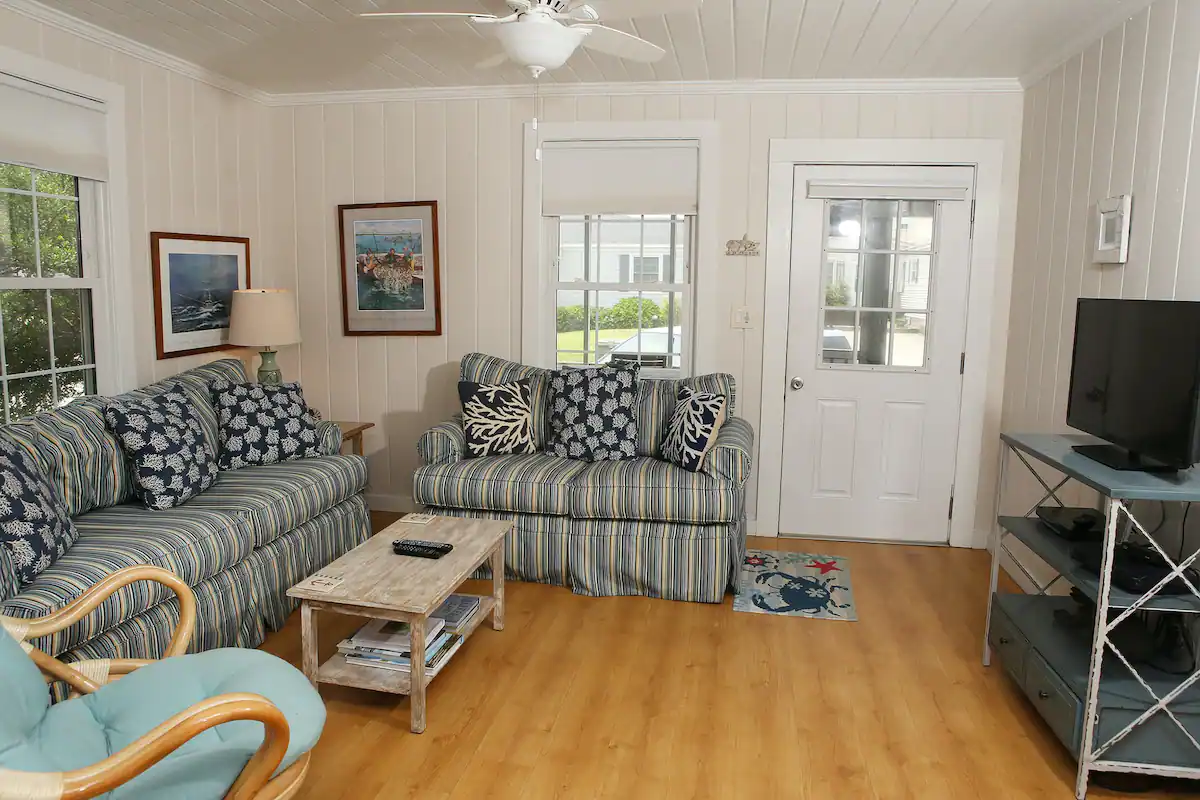 Living room area in cottage at Atlantic Beach, North Carolina. 