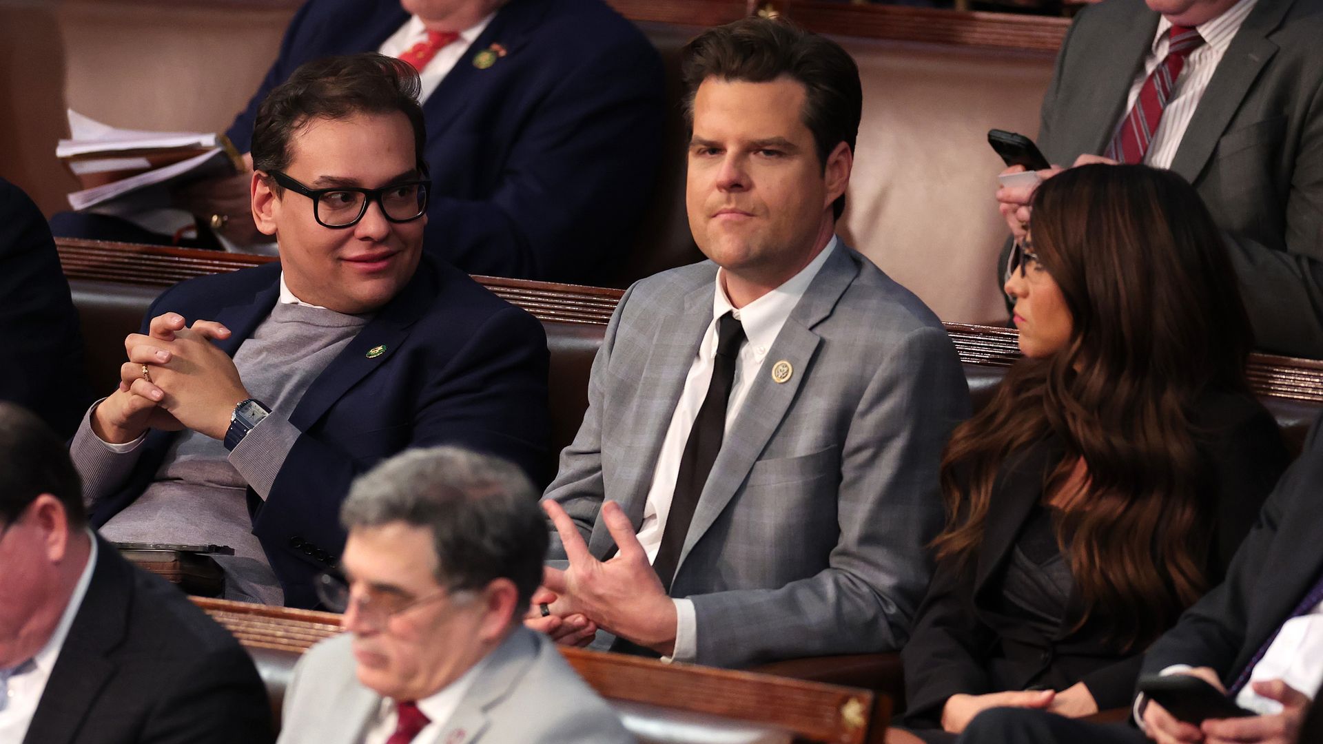 Matt Gaetz next to George Santos