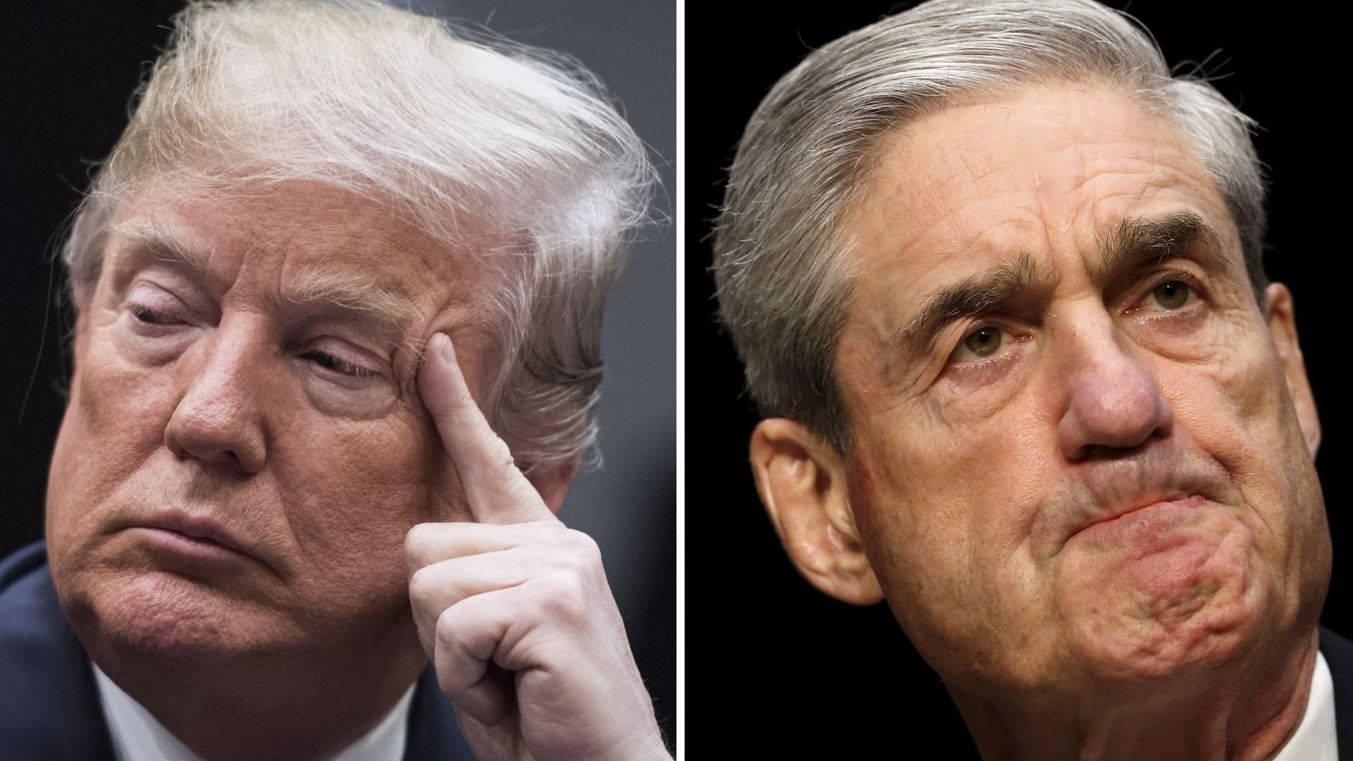 Left, President Donald Trump at the White House on Jan. 04, 2018. Robert Mueller on Capitol Hill in 2013.