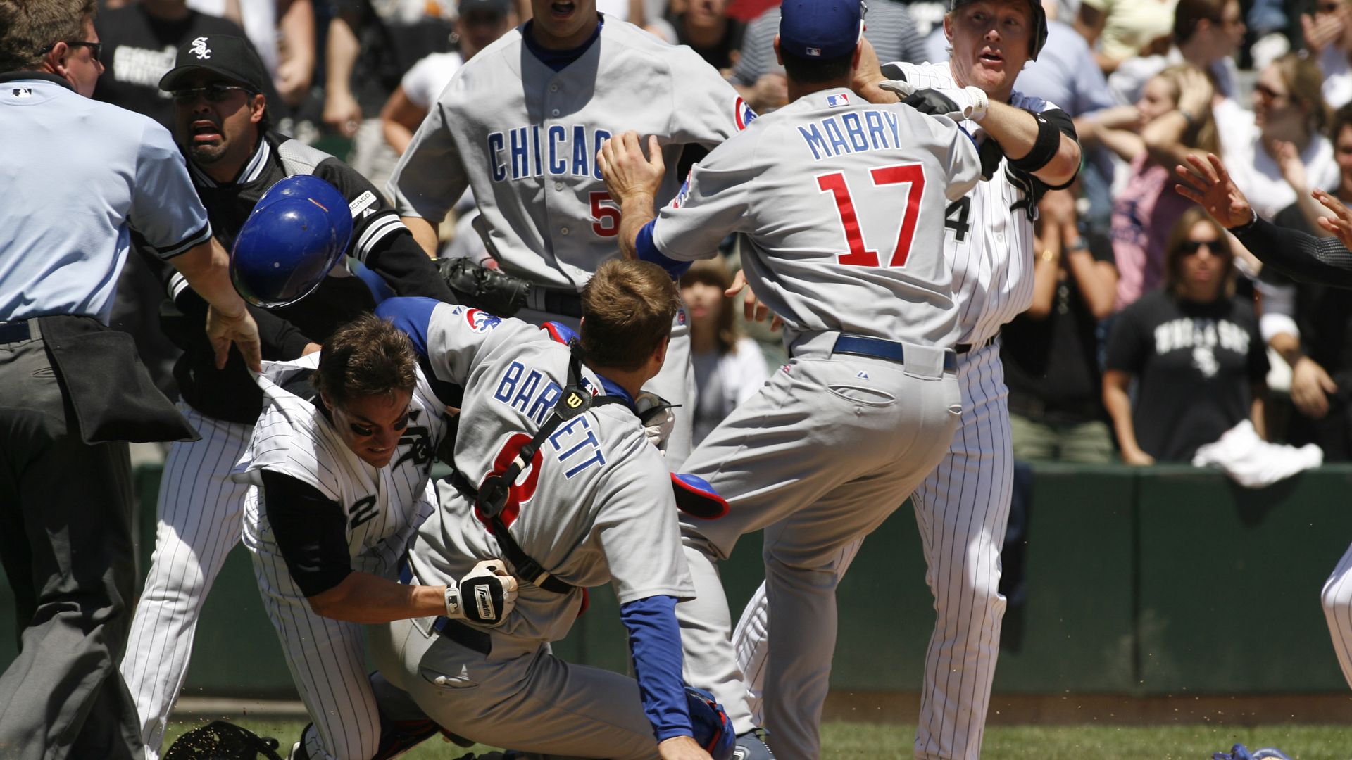 Photo of a baseball brawl on the field