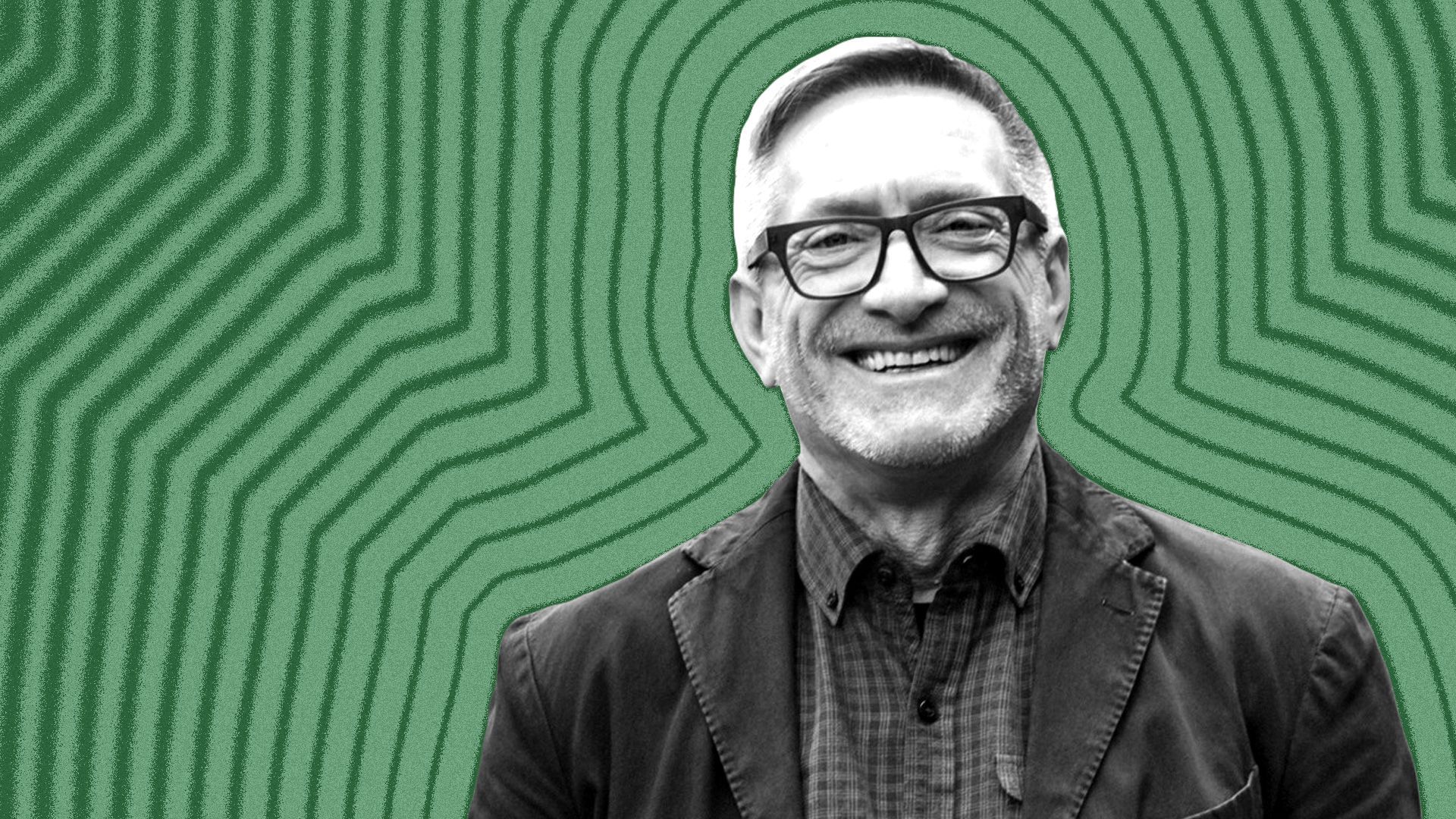 Photo illustration of Dan Ryan with lines radiating from him.