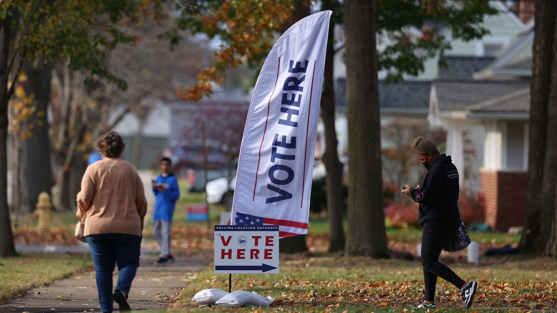 Voters outside the Dearborn Christian Fellowship preschool on Tuesday. 