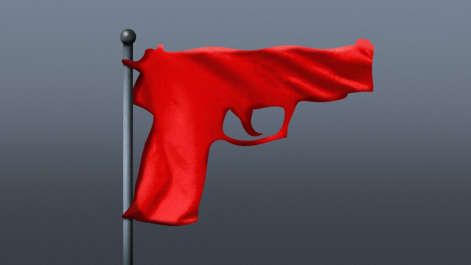 Illustration of a red flag in the shape of a handgun