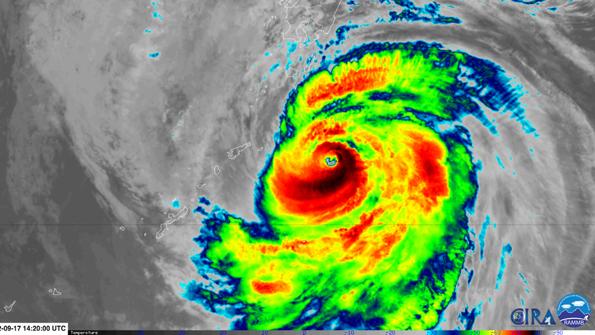 Infrared image of Typhoon Nanmadol. Credit: CIRA/RAMMB