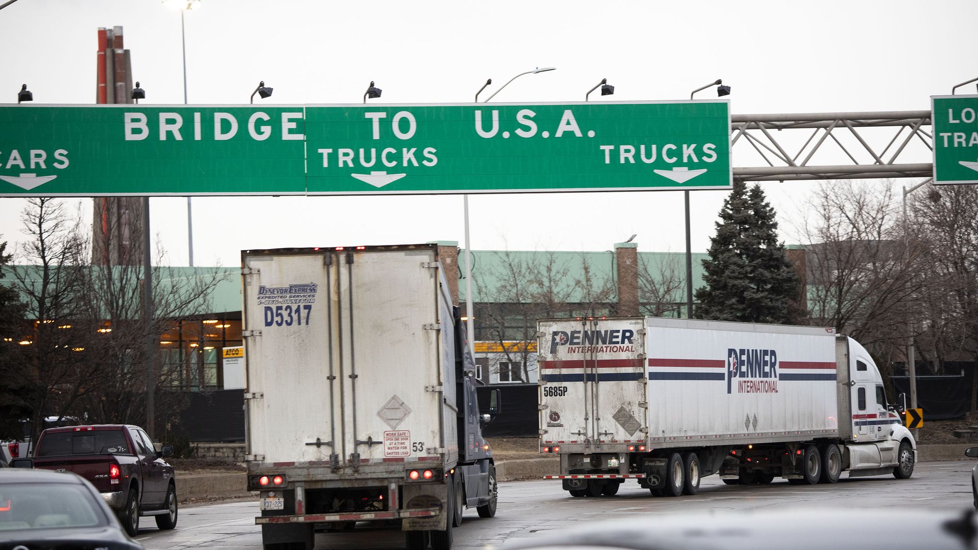 trucks on the highway