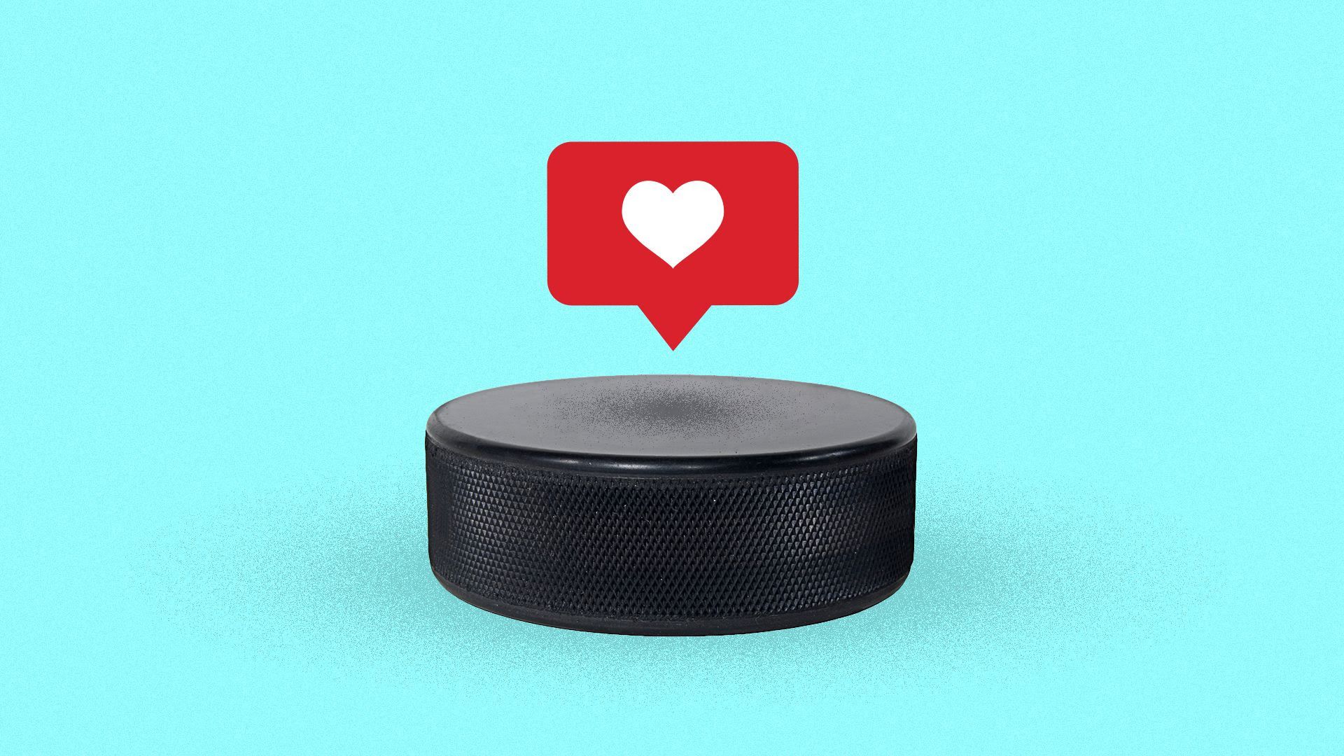 Illustration of a hockey puck with an instagram like symbol above it