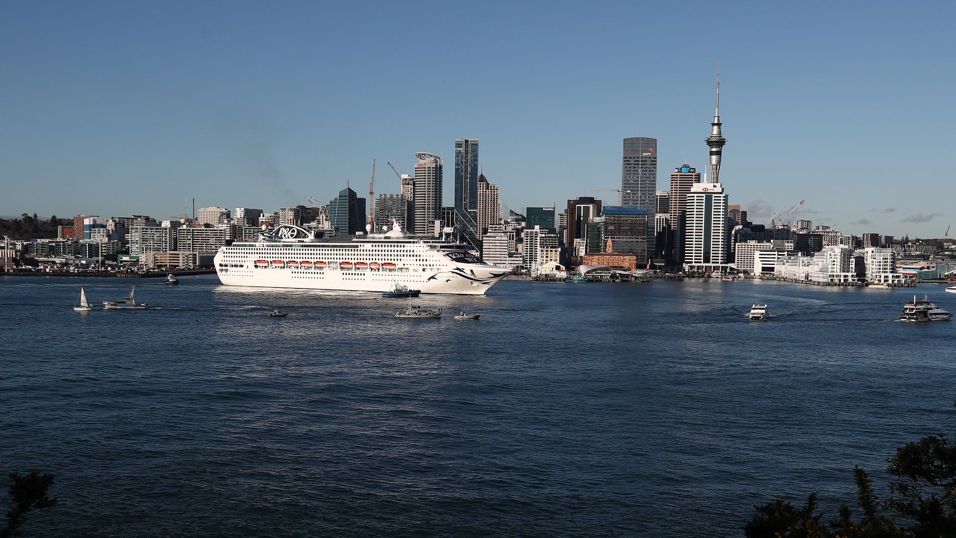 The Pacific Explorer arrives in Auckland Harbour on August 12, 2022 in Auckland, New Zealand.