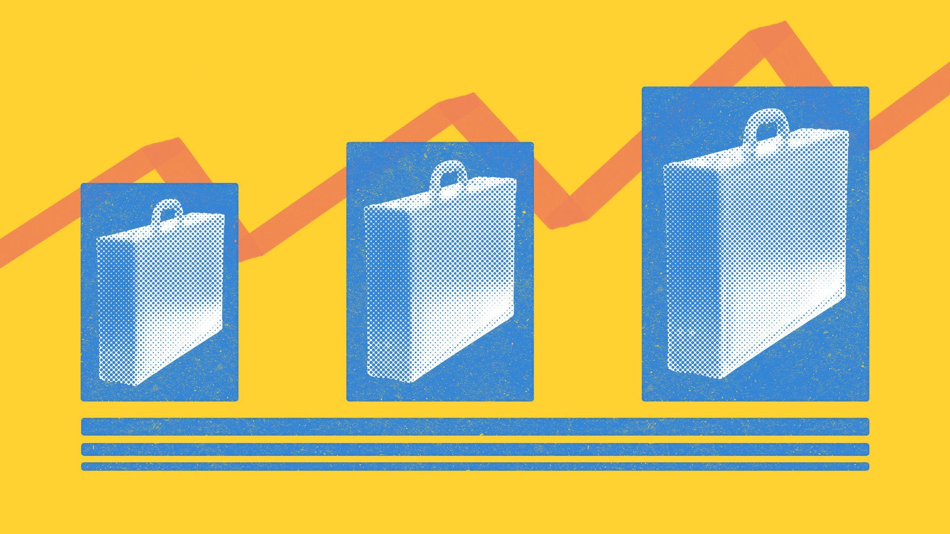 Illustration of three briefcases getting progressively larger