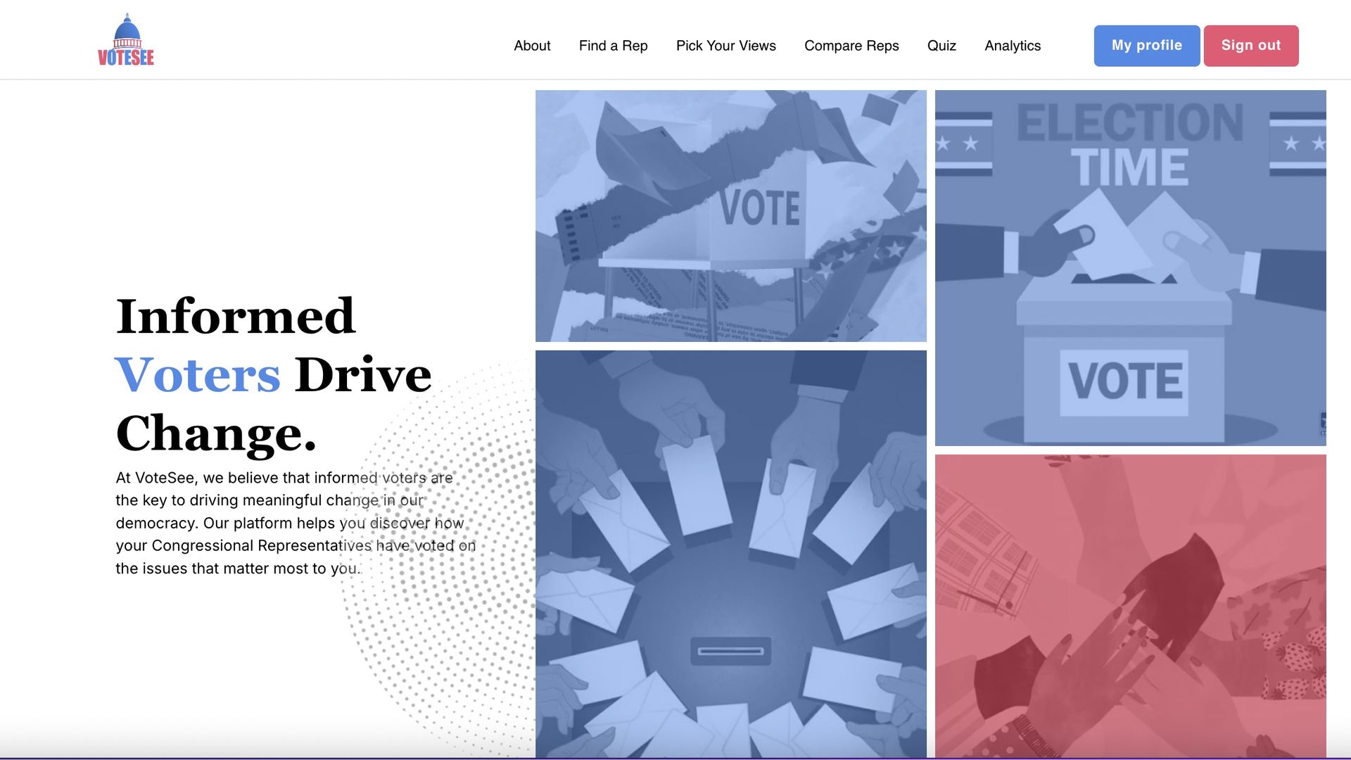 The VoteSee.org homepage.