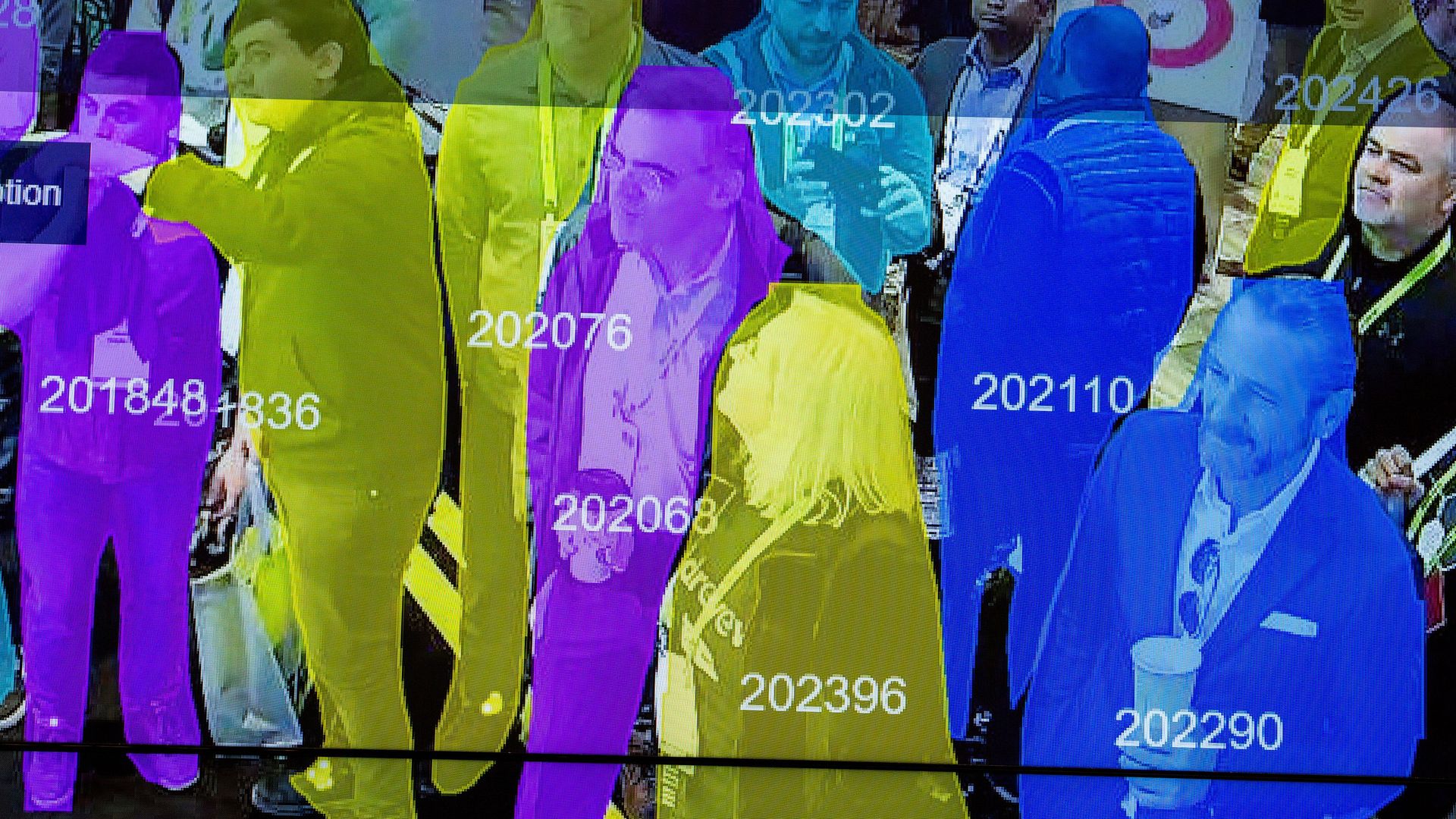 A live demonstration uses artificial intelligence and facial recognition in dense crowd spatial-temporal technology